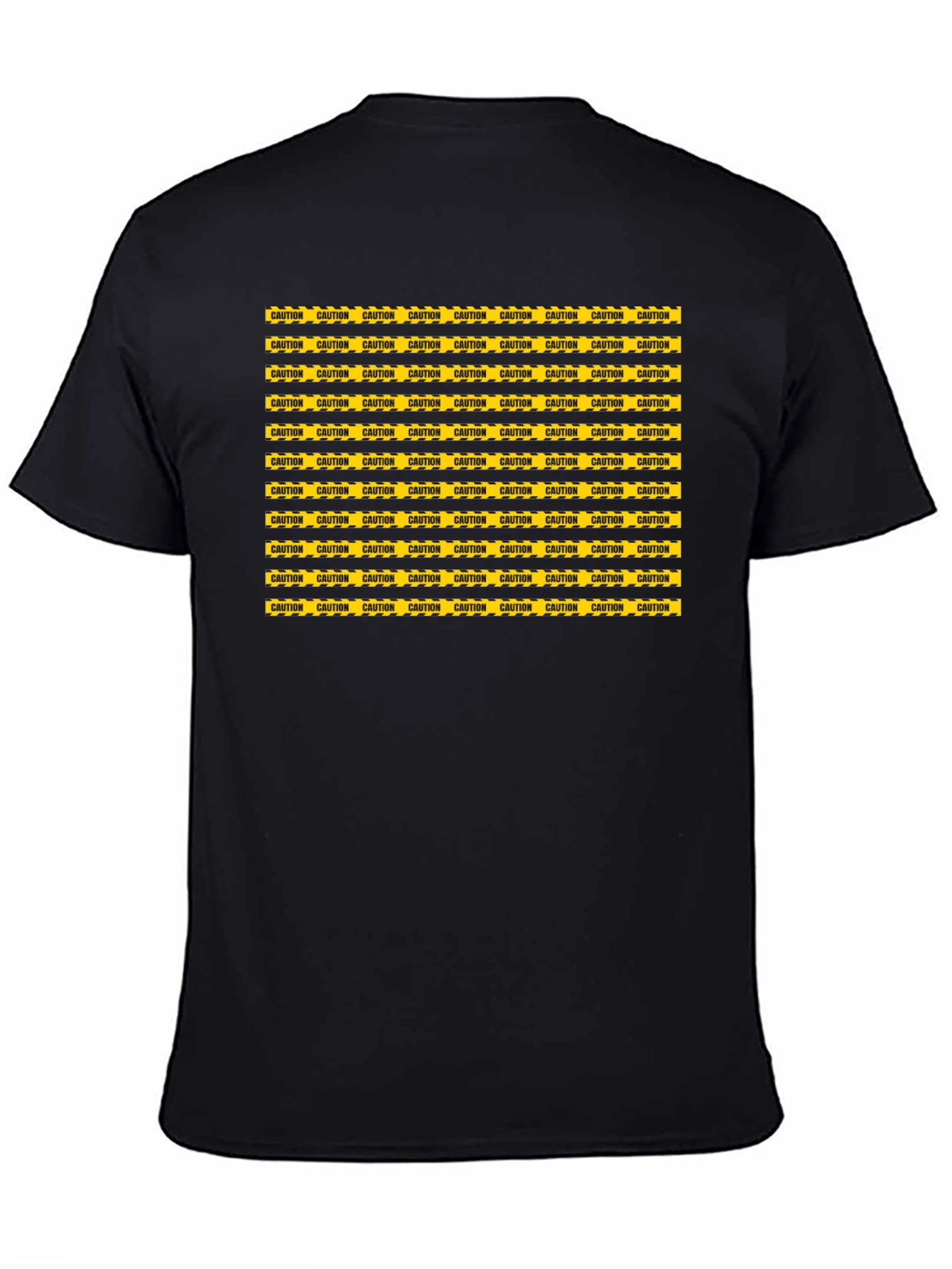 Black Caution Tape Pattern Graphic Tee - Black view 4