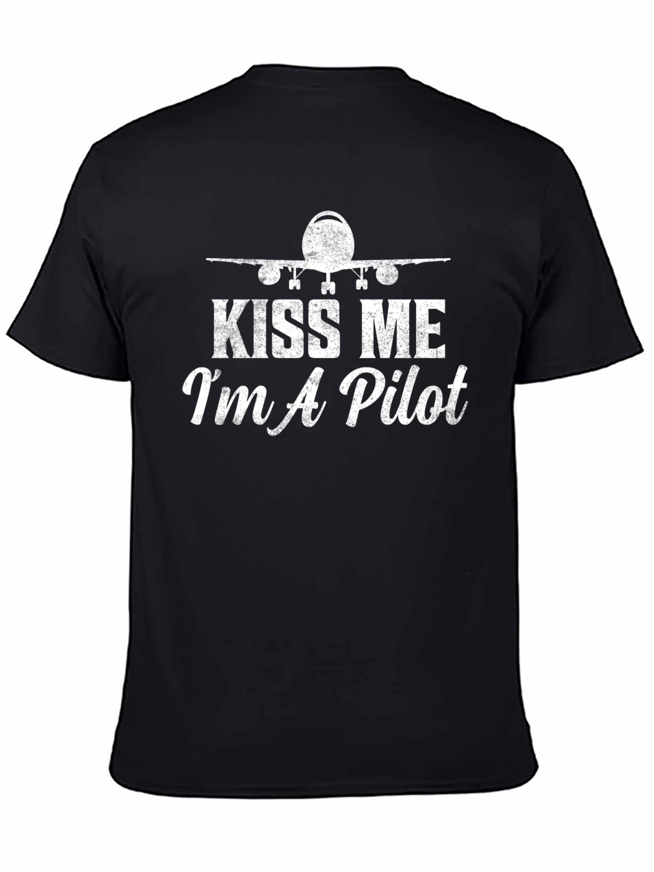 Black Kiss Me I'm a Pilot T-Shirt - Airplane Graphic Tee view 4