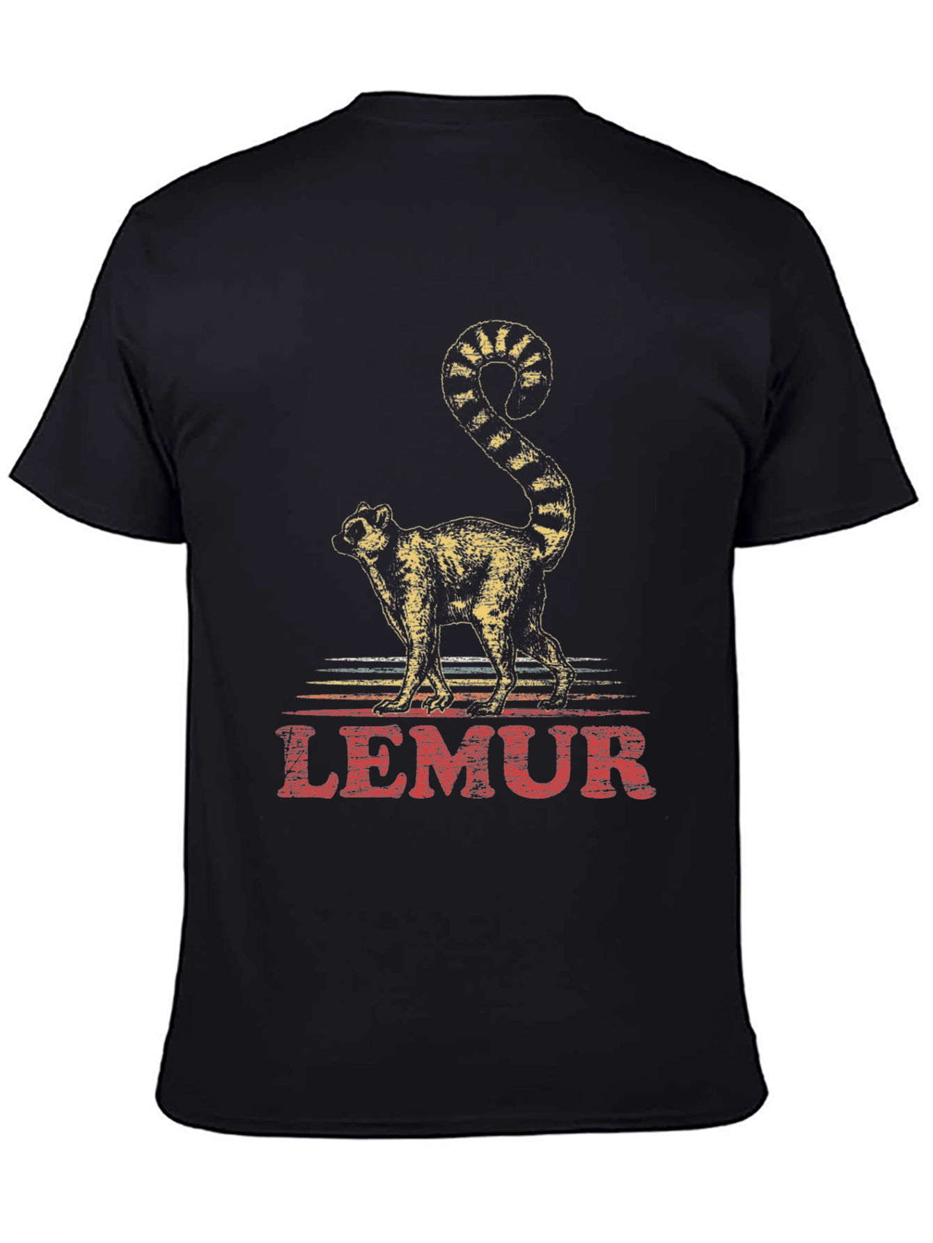 Black Lemur Graphic Print Crew Neck T-Shirt view 4