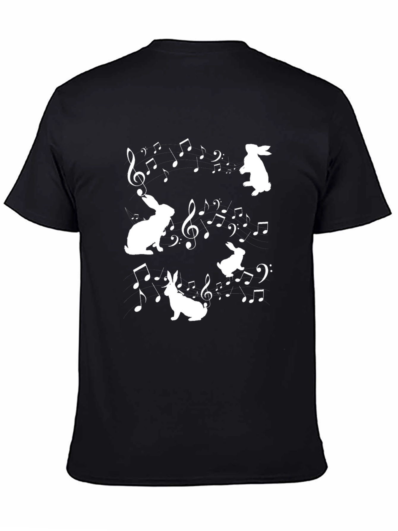 Black Musical Rabbits Graphic Tee - Black Cotton T-Shirt view 4