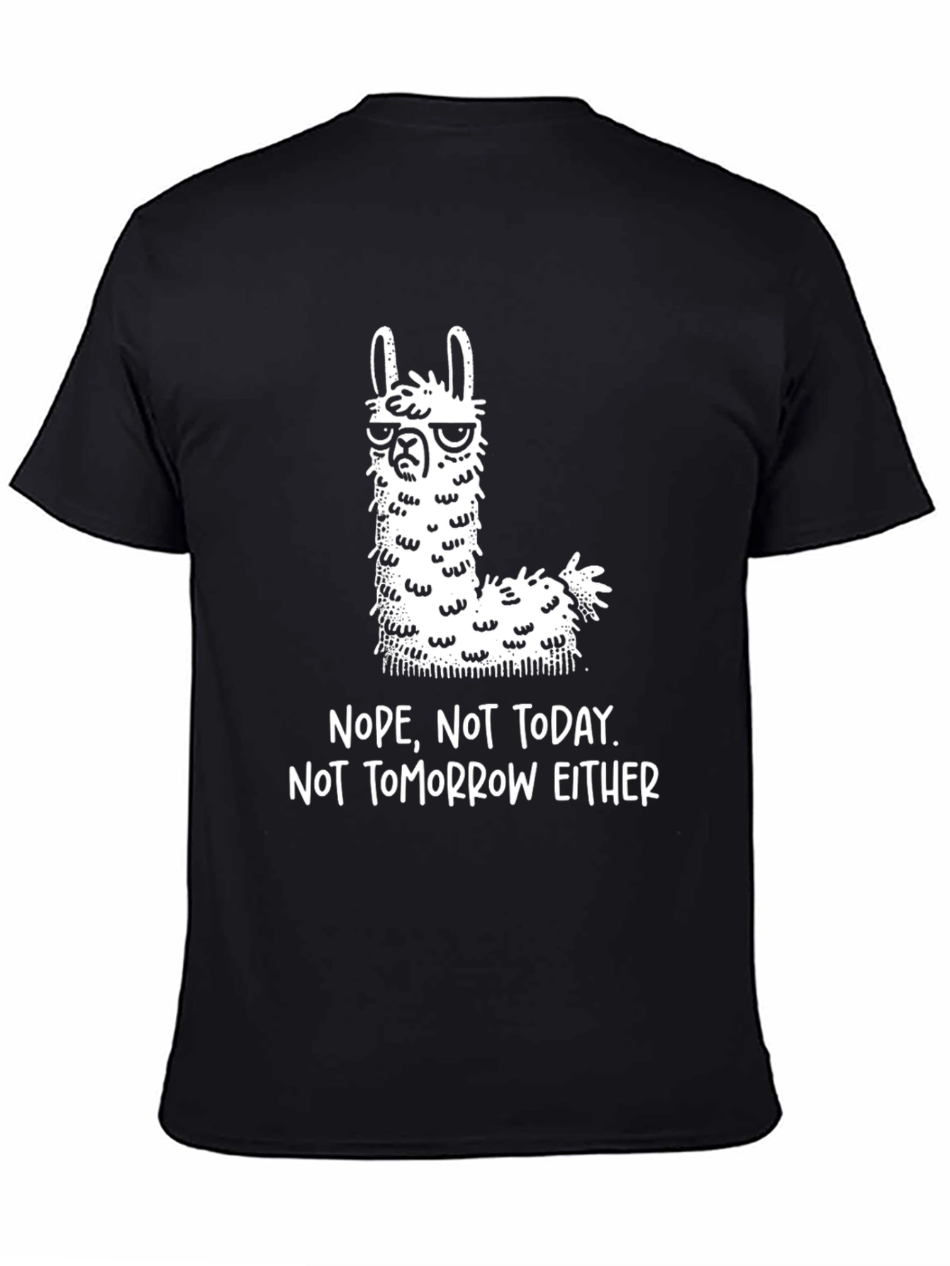 Black Nope Not Today Llama Graphic T-Shirt view 4