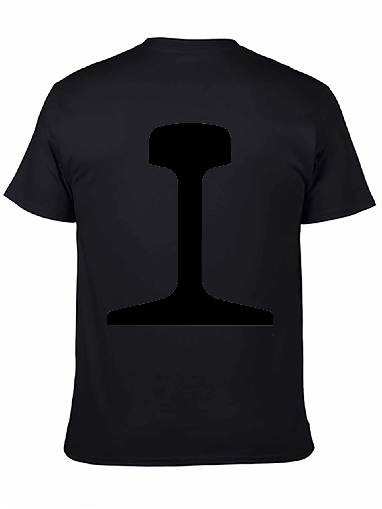 Black Men's Black T-Shirt with Rail Profile Graphic view 4
