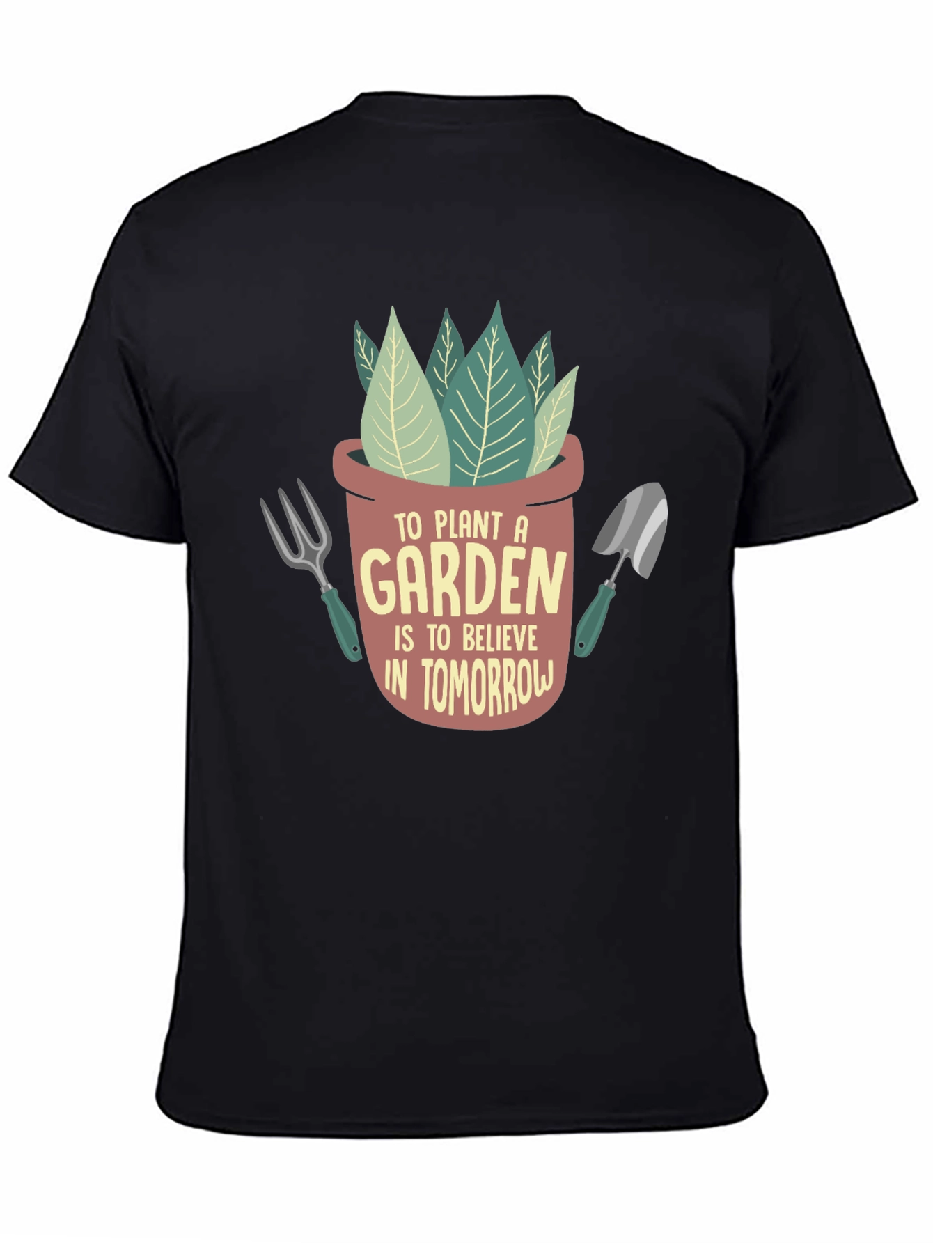 Black Plant a Garden Believe in Tomorrow Graphic T-Shirt view 4