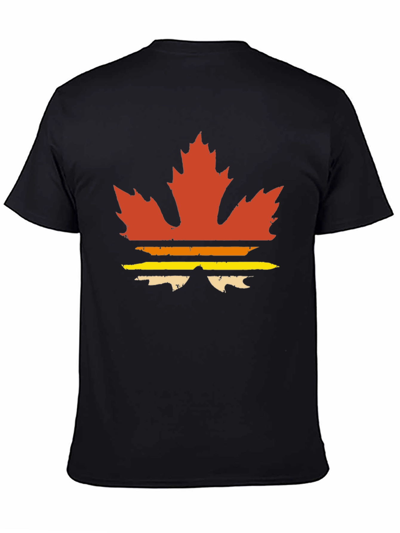 Black Retro Maple Leaf Graphic Tee - Vintage Style T-Shirt view 4