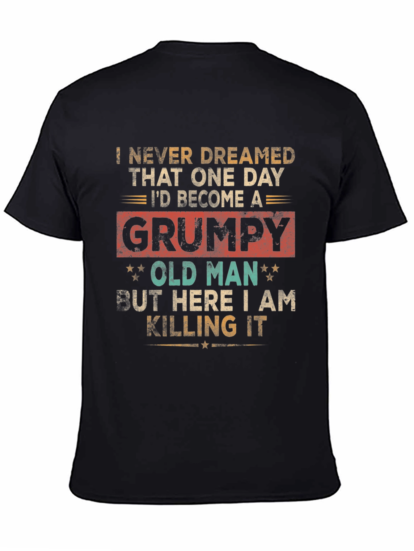 Black Grumpy Old Man T-Shirt - Novelty Gift for Grandpas view 4