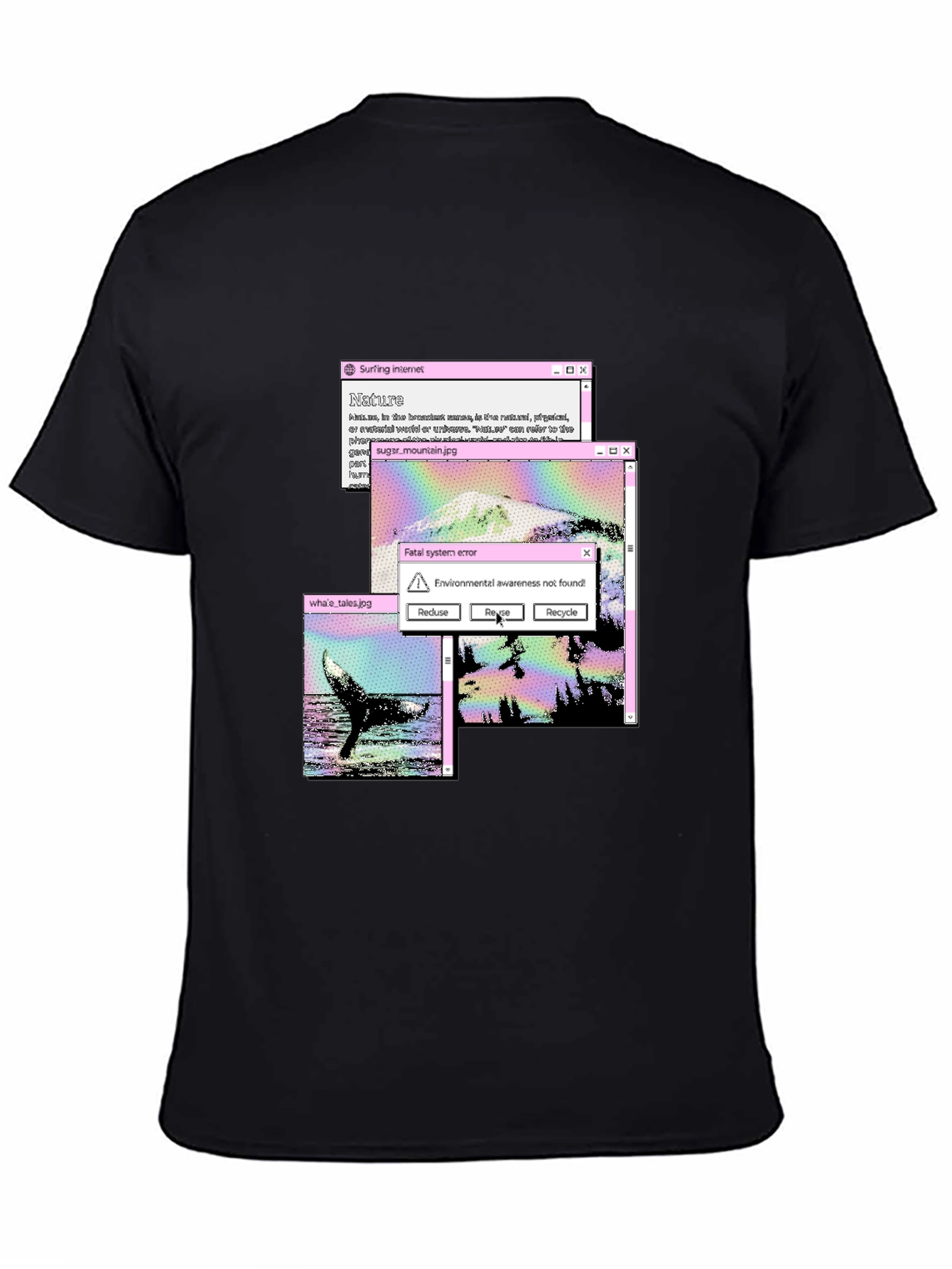 Black Surfing Internet Nature T-Shirt view 4