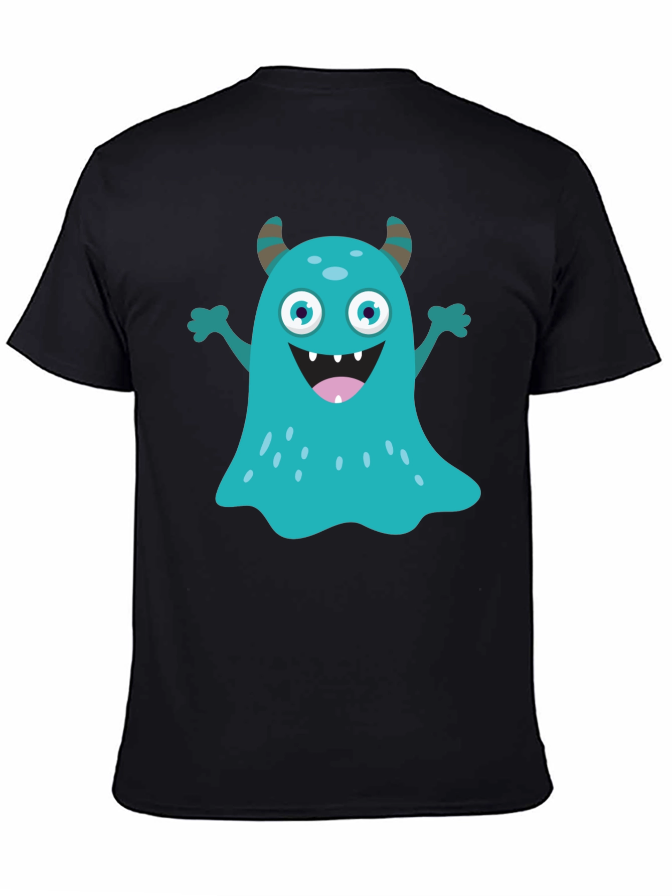 Black Fun Monster Graphic Tee - Black Cotton T-Shirt view 4