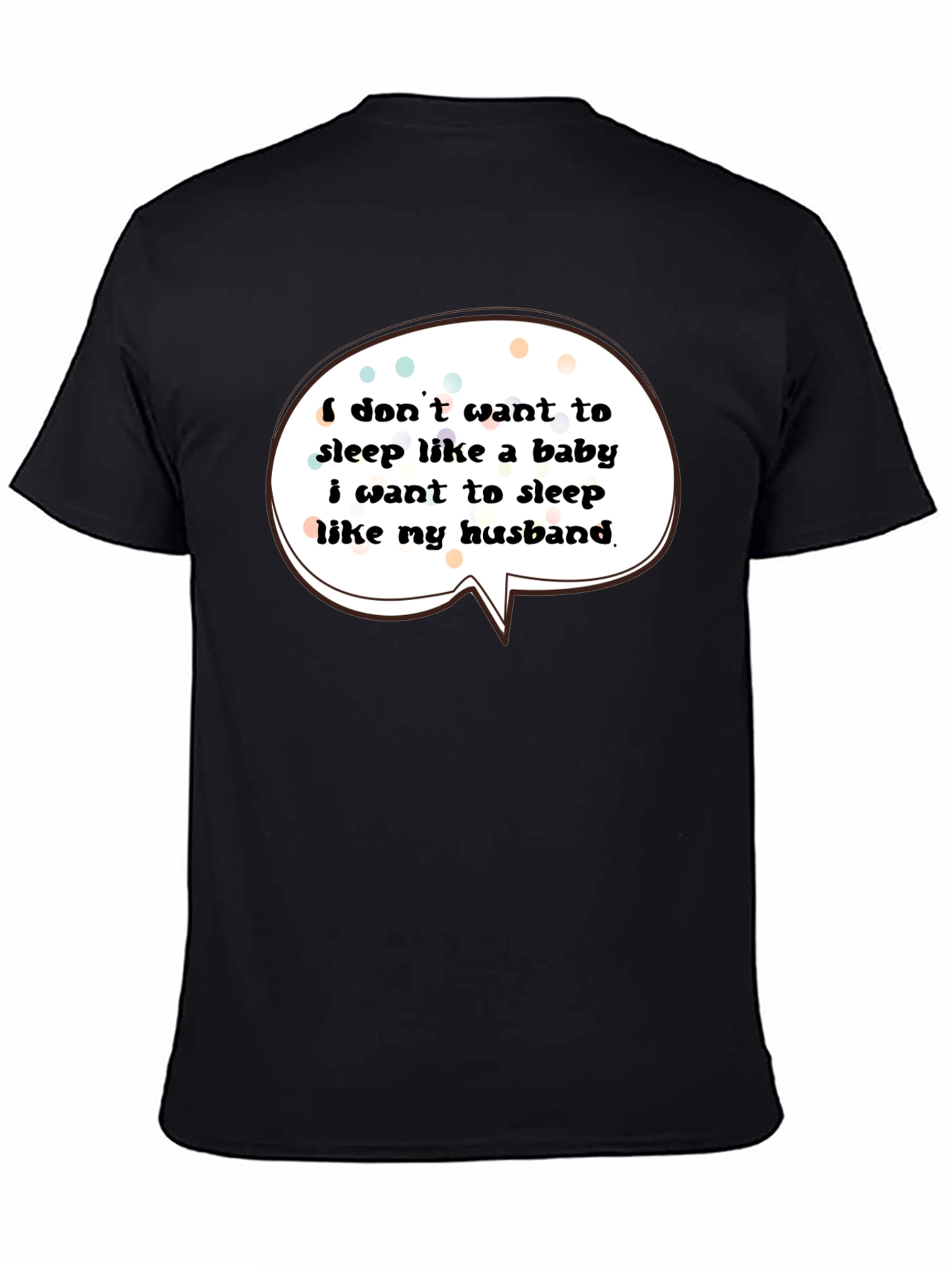 Black Funny Husband Sleep T-Shirt view 4