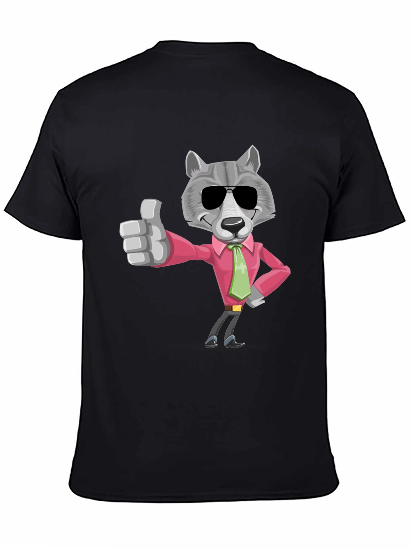 Black Cool Wolf Graphic Tee - Black Cotton T-Shirt view 4