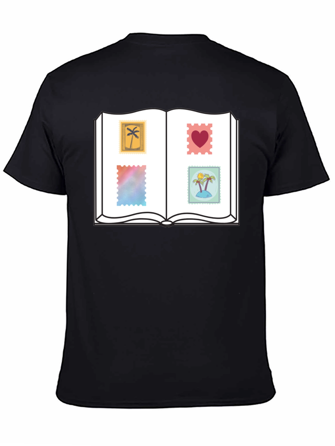 Black Novelty Stamp Book T-Shirt view 4