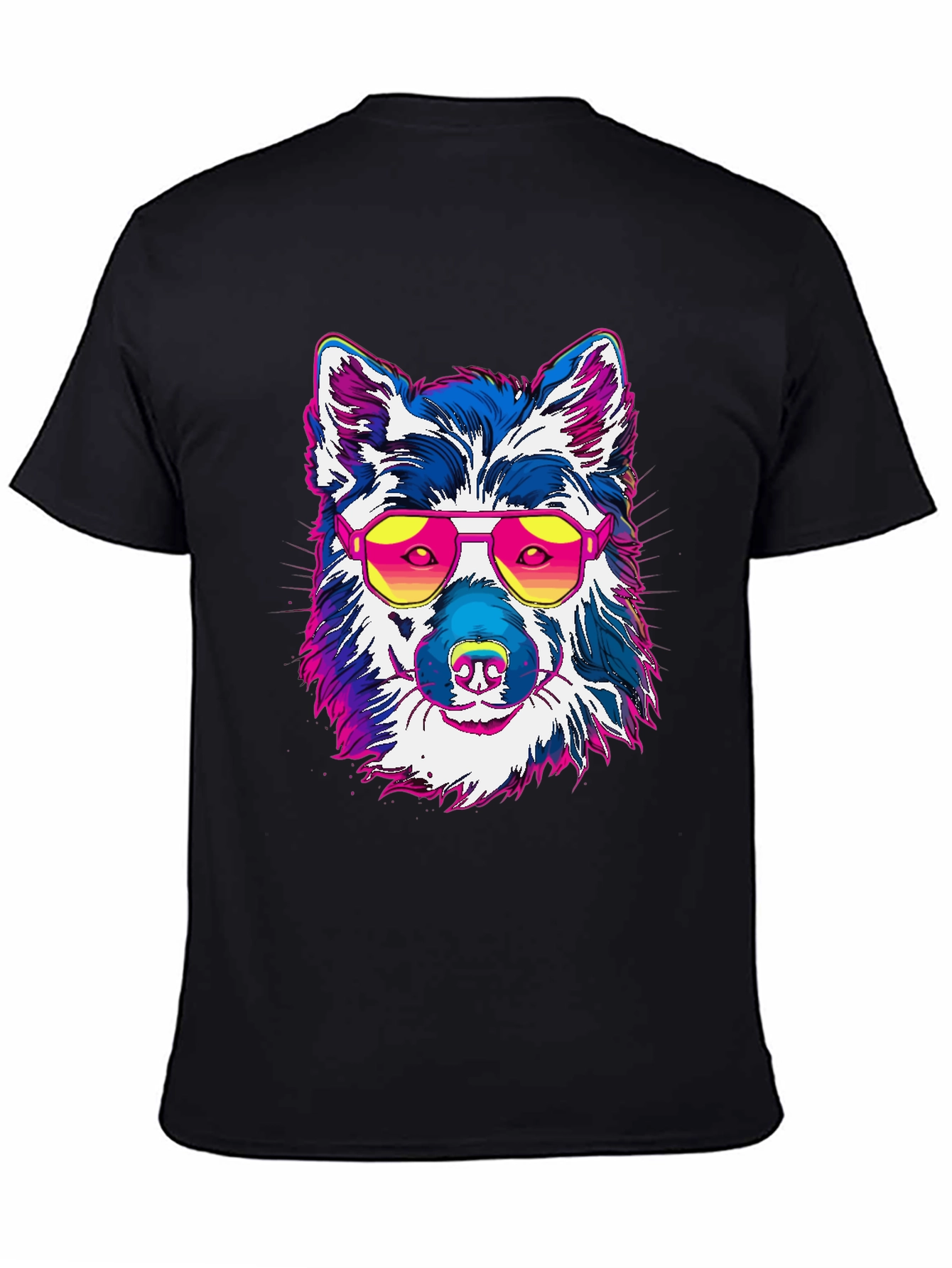 Black Cool Dog Graphic Tee - Retro Style view 4