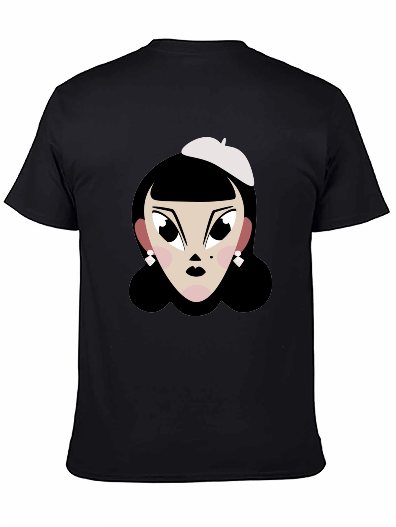 Black Cartoon Woman T-Shirt: Retro Chic Tee view 4