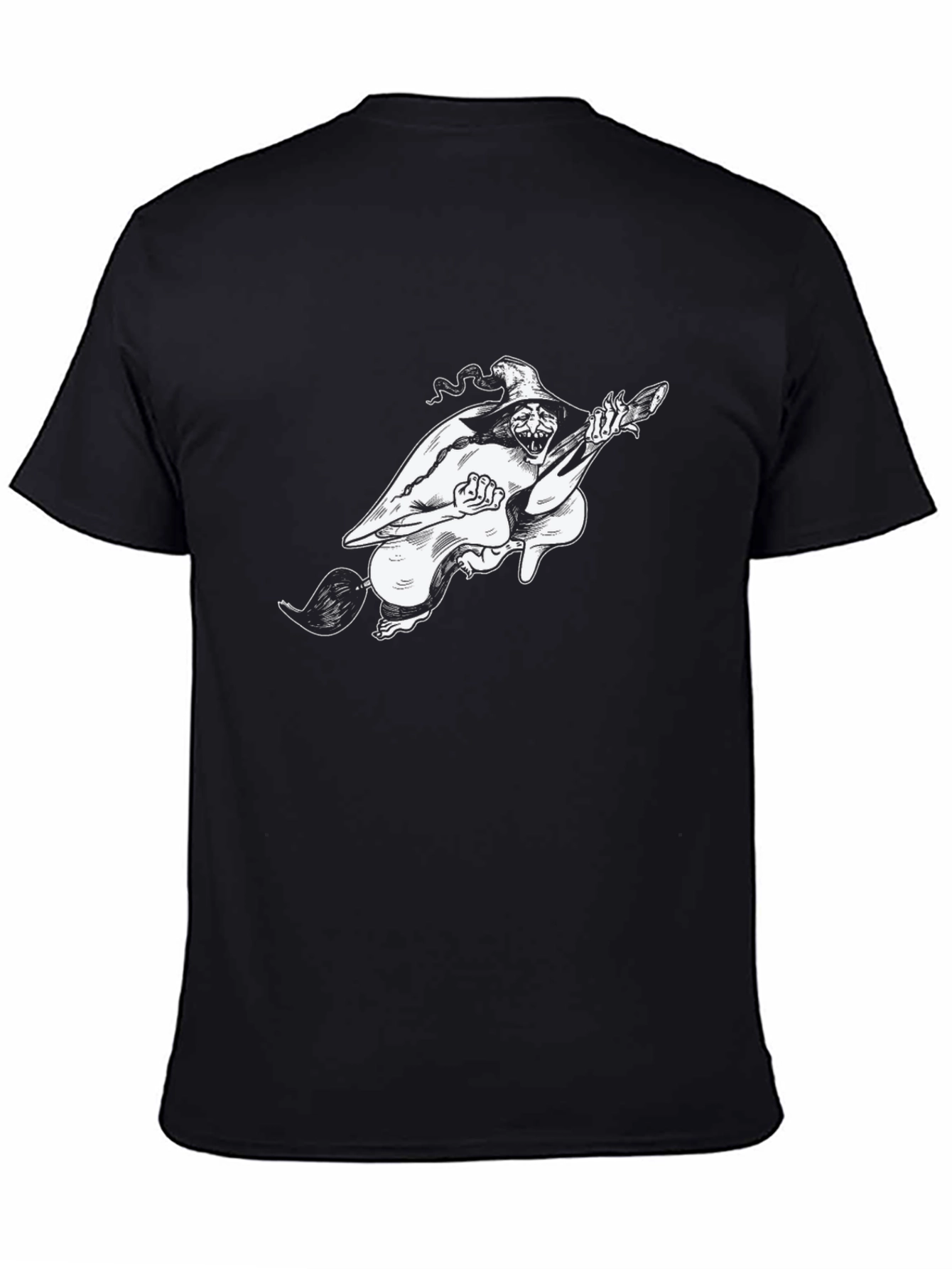 Black Witch on Broom Black T-Shirt view 4