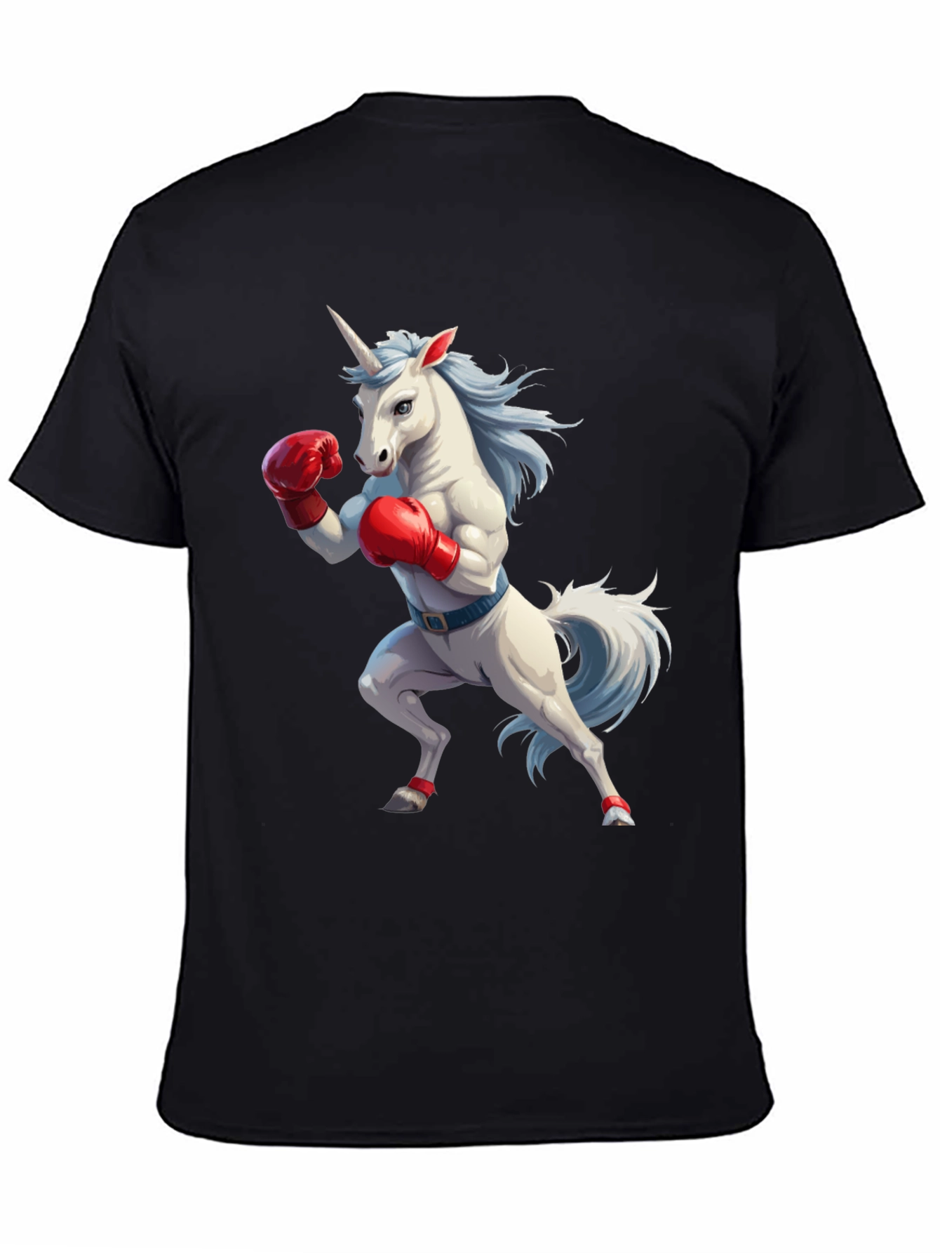 Black Unicorn Boxer Graphic Tee - Men's Black Cotton T-Shirt view 4