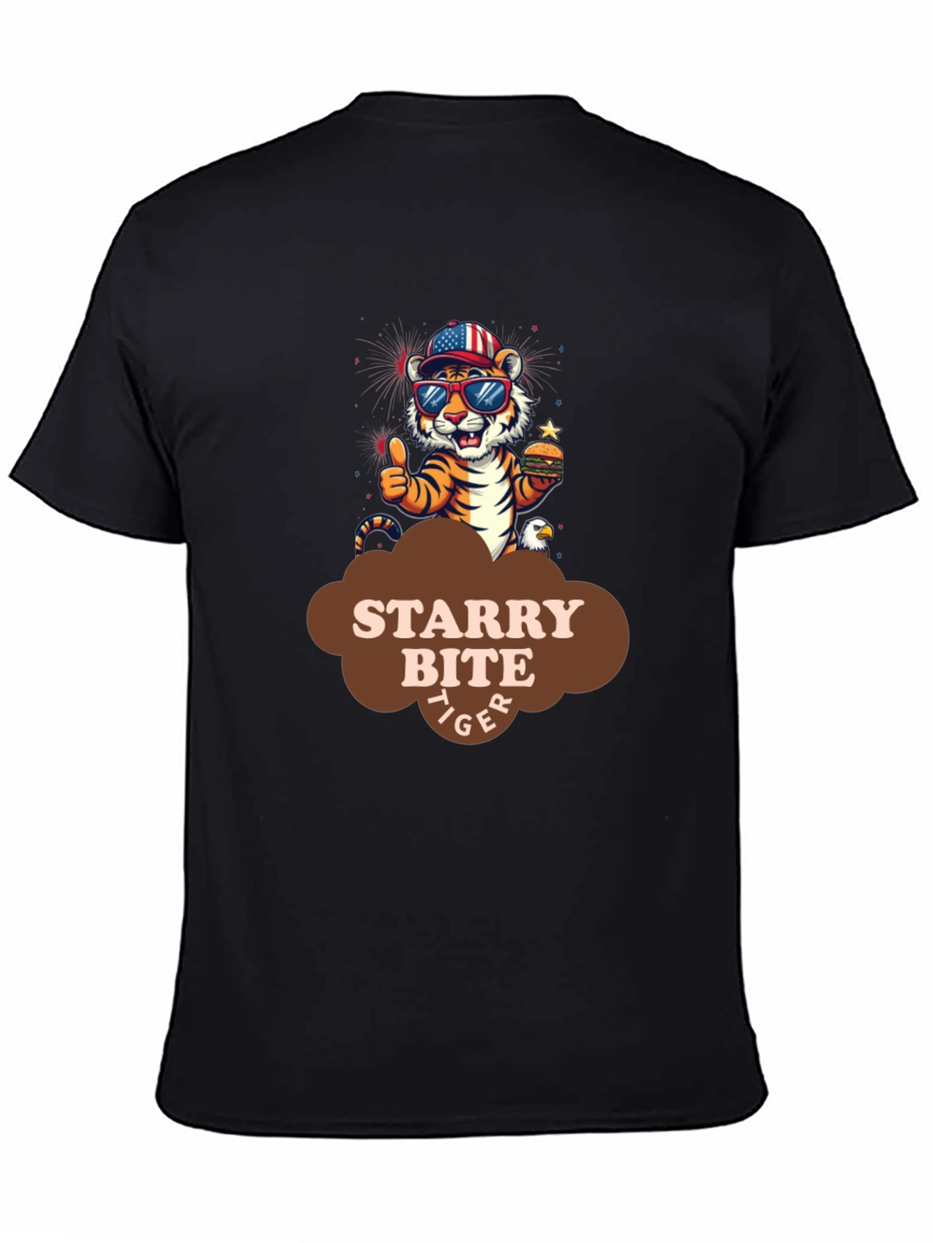 Black Starry Bite Tiger Graphic Tee - Stylish Comfort view 4