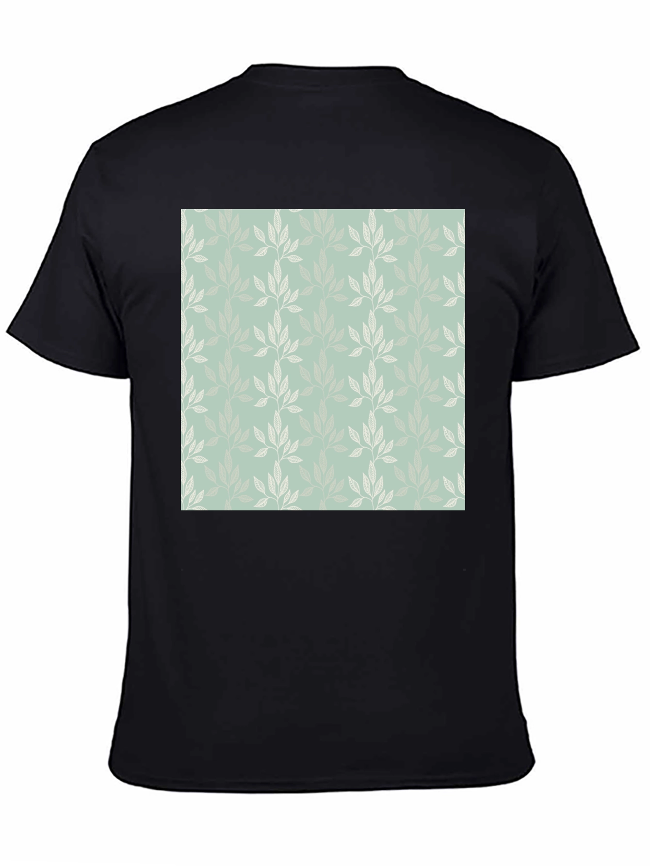 Black Leaf Pattern Graphic Black Tee view 4