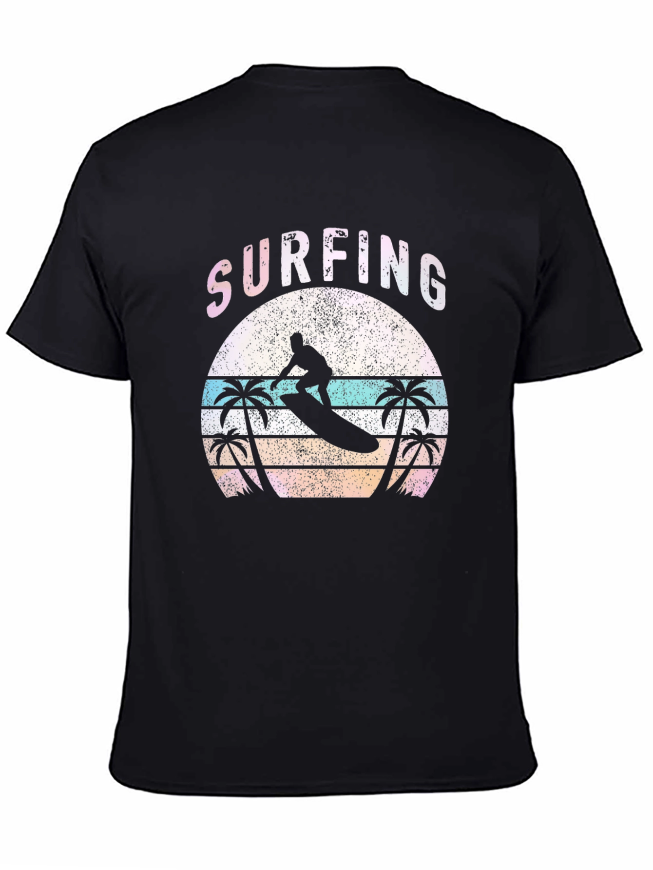 Black Surfing Sunset Graphic Tee - Black view 4
