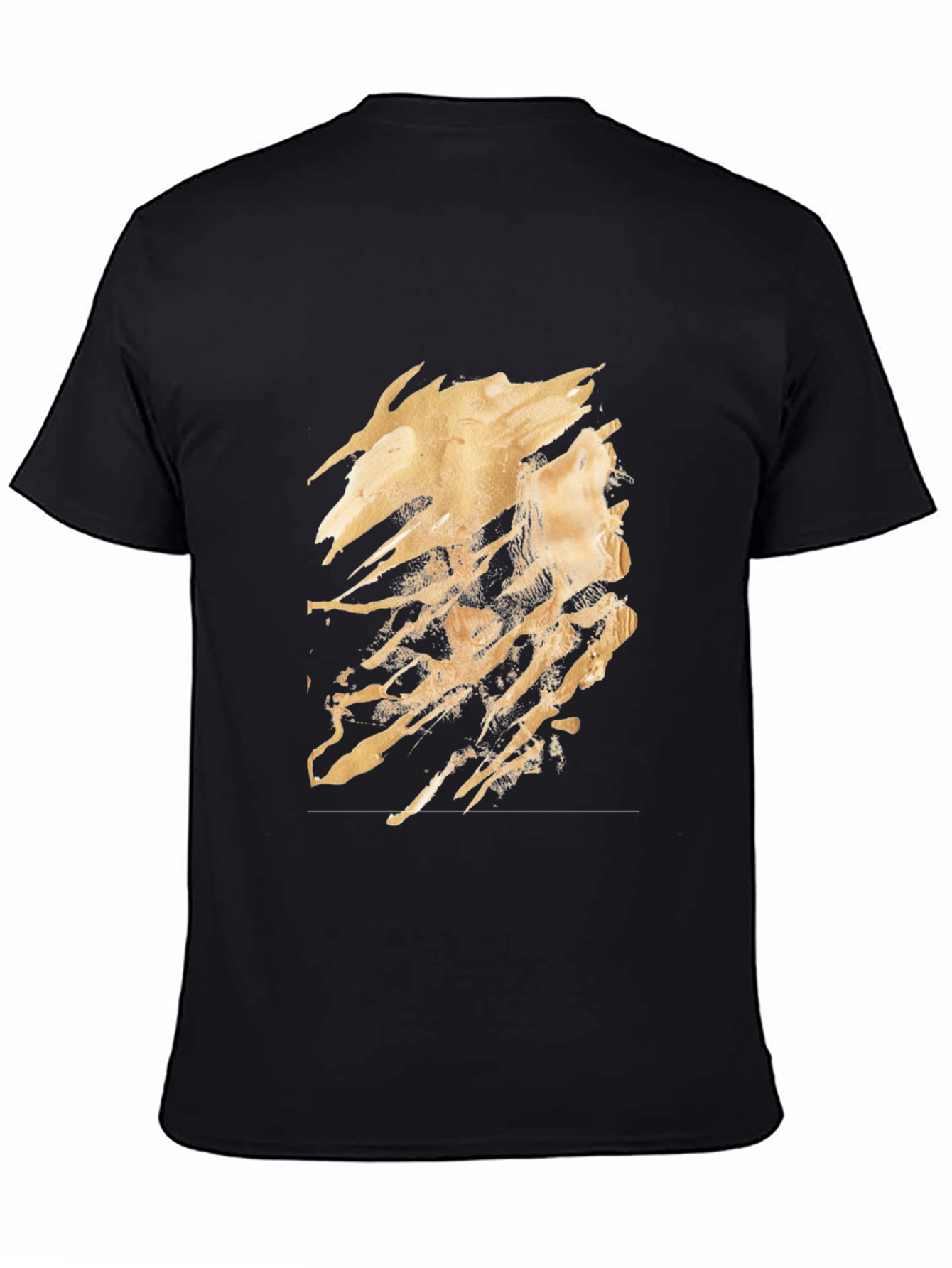 Black Abstract Gold Design Black T-Shirt view 4