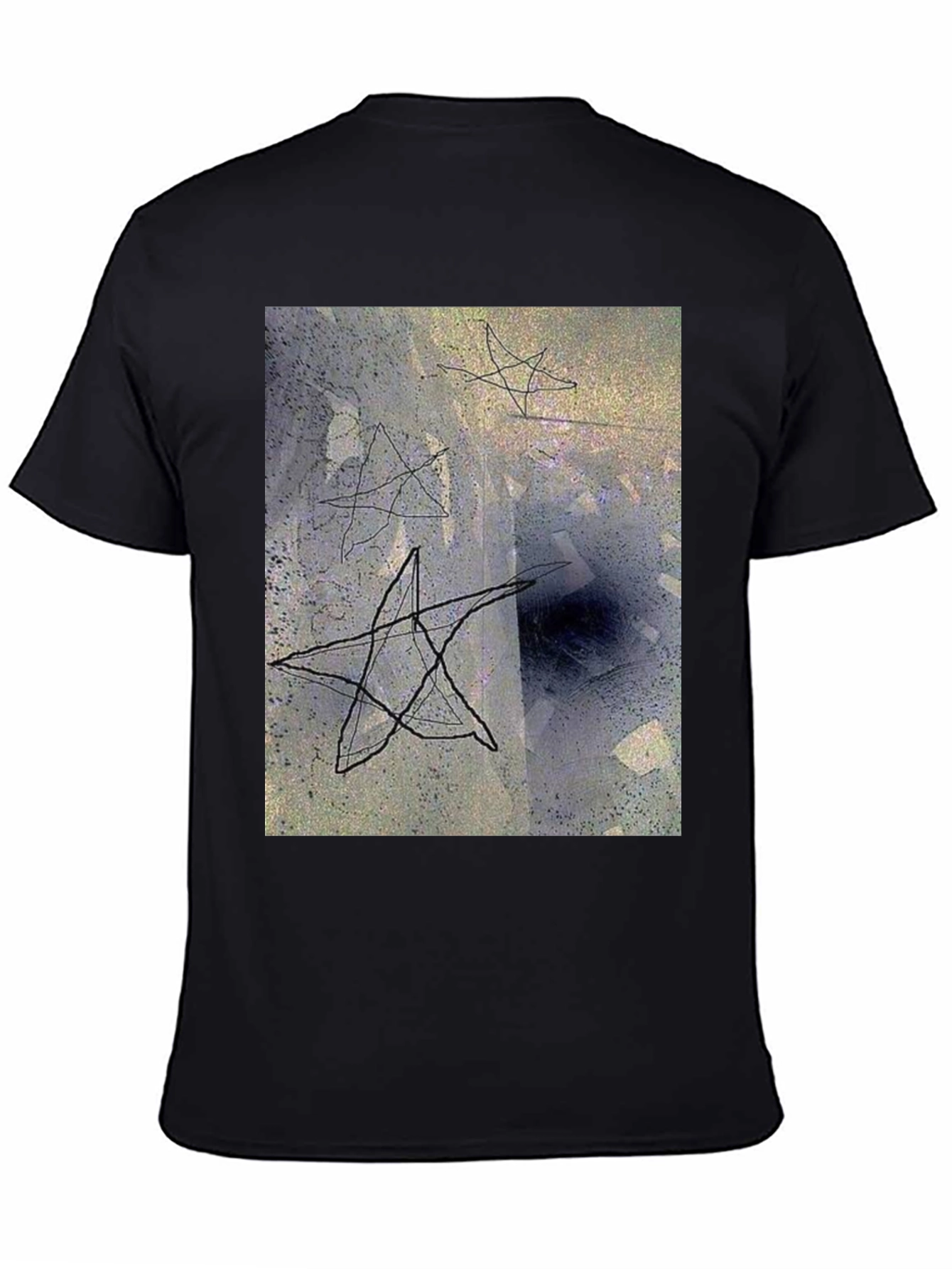 Black Abstract Star Graphic Black T-Shirt view 4