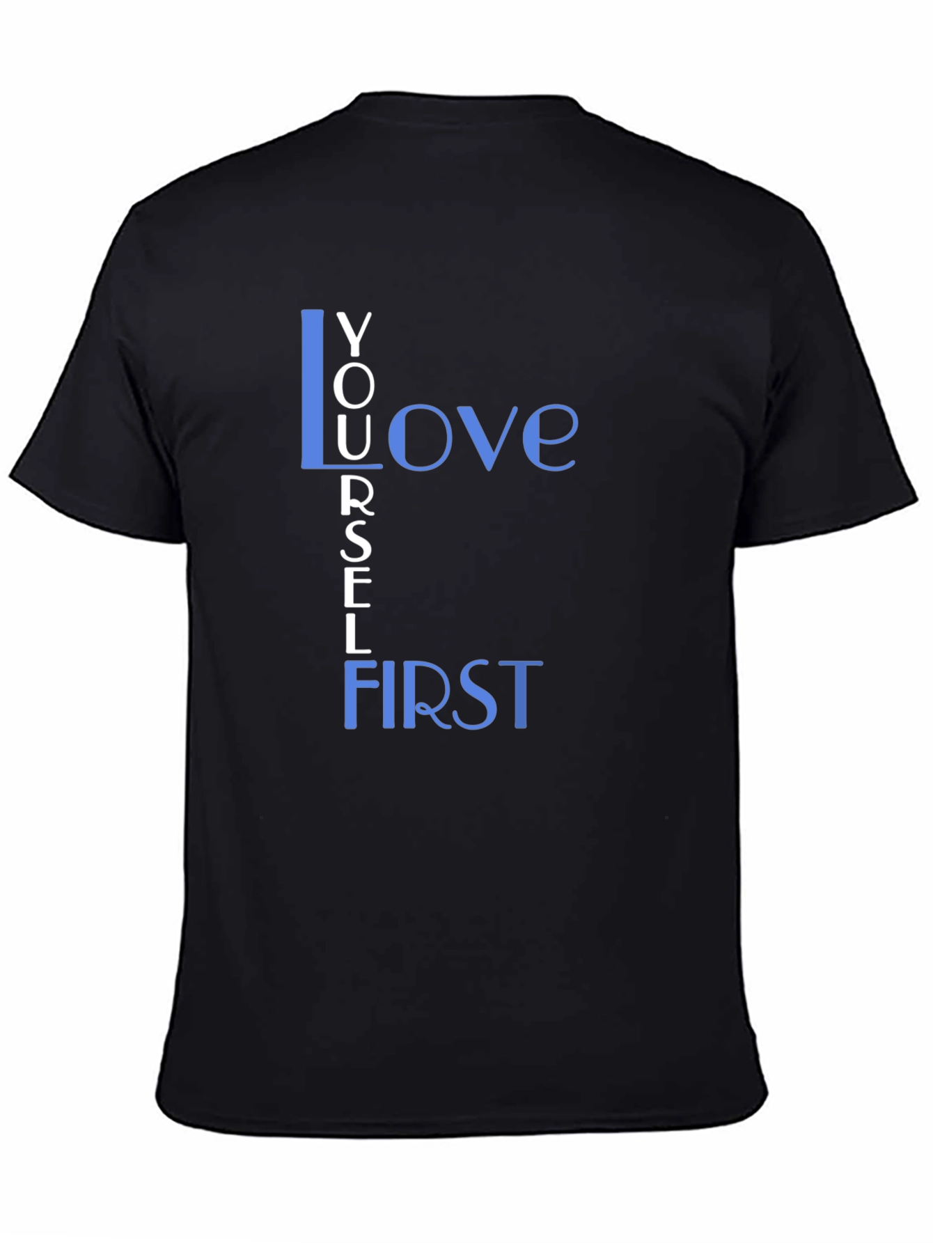 Black Love Yourself First Graphic Tee - Black Cotton view 4
