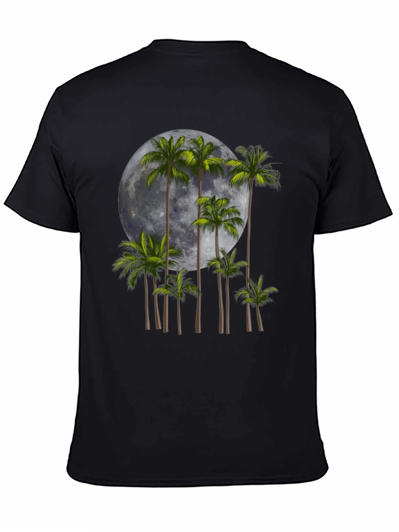 Black Palm Trees & Moon Graphic Tee - Black view 4