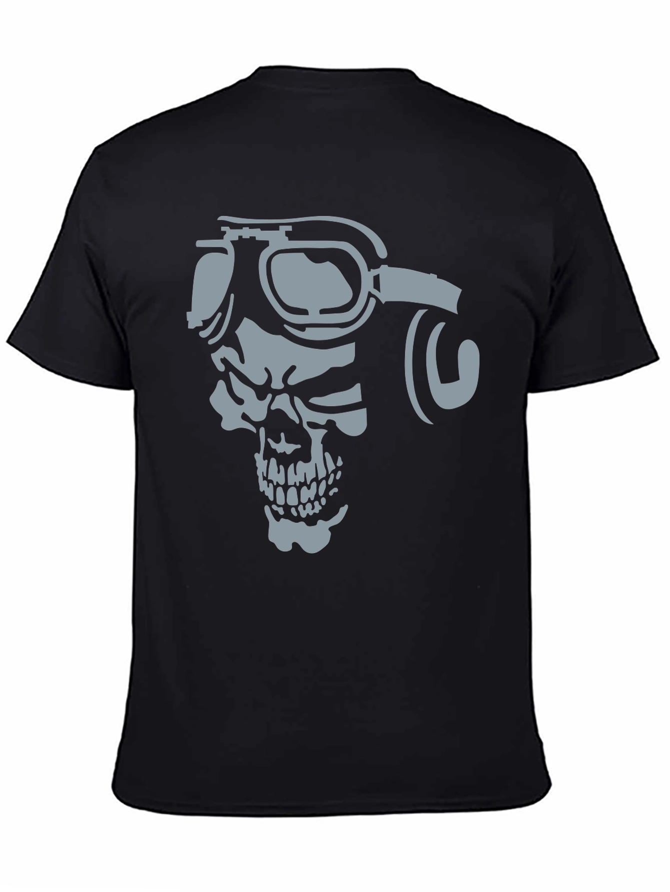 Black Skull Pilot Graphic T-Shirt - Men's Black Tee view 4