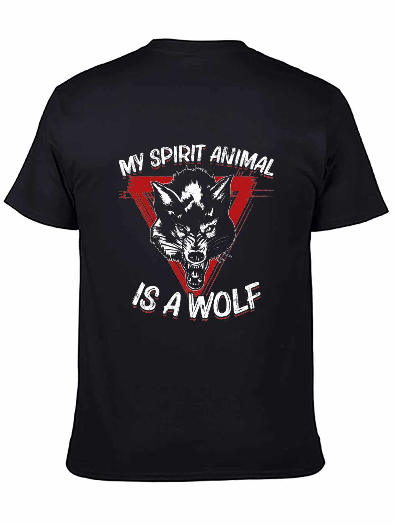 Black My Spirit Animal is a Wolf Graphic Tee - Black view 4