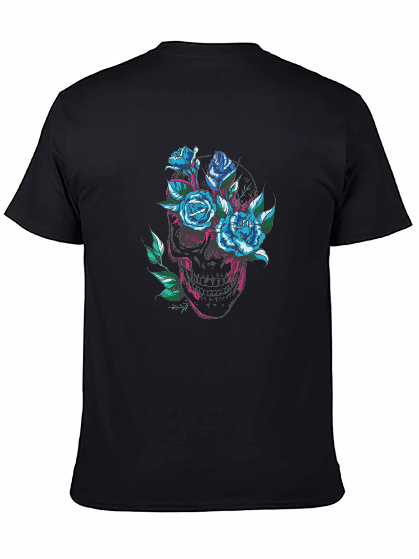 Black Skull and Roses Graphic Tee view 4