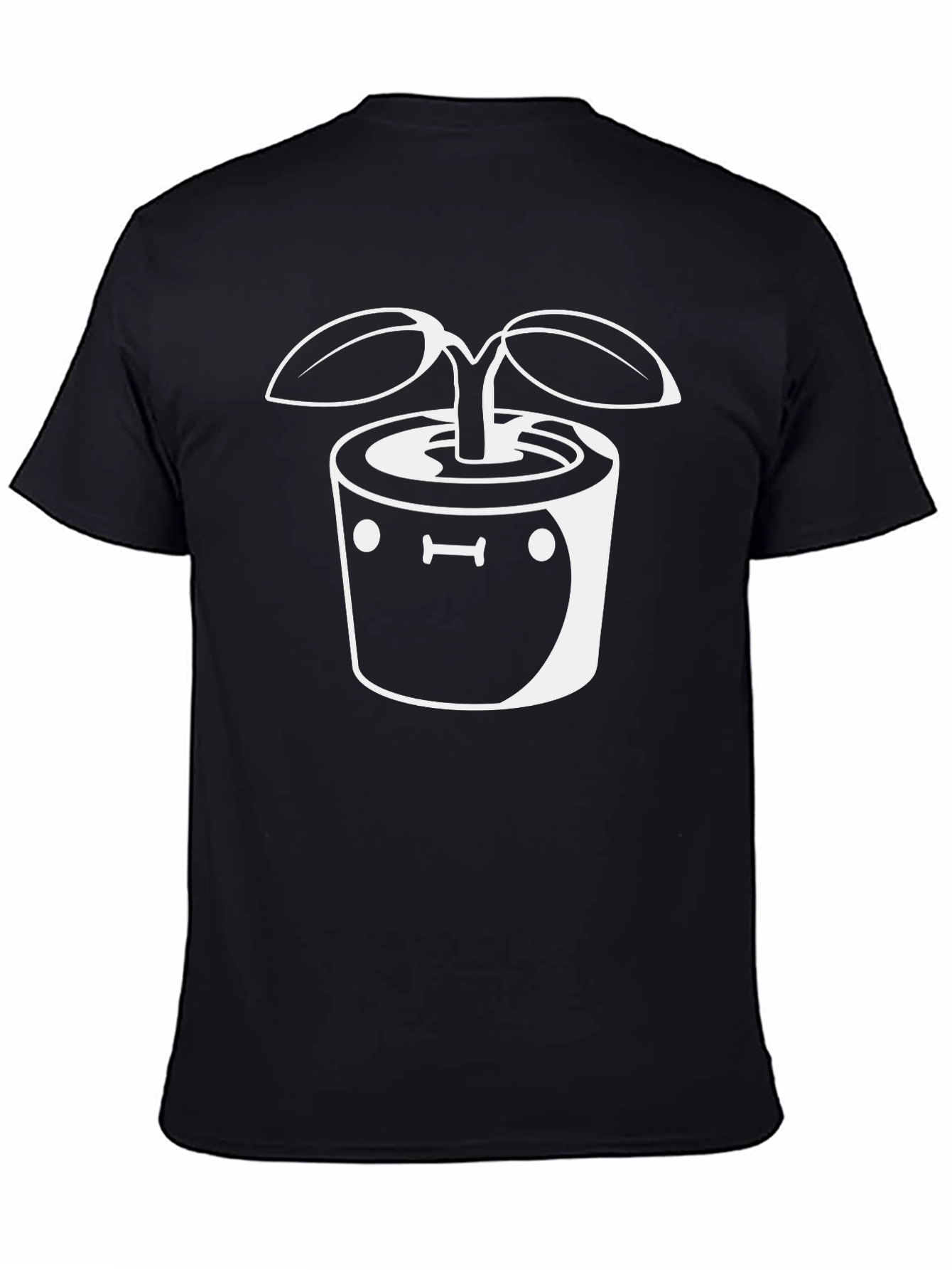 Black Plant Pot Graphic Tee - Black Cotton Casual Shirt view 4