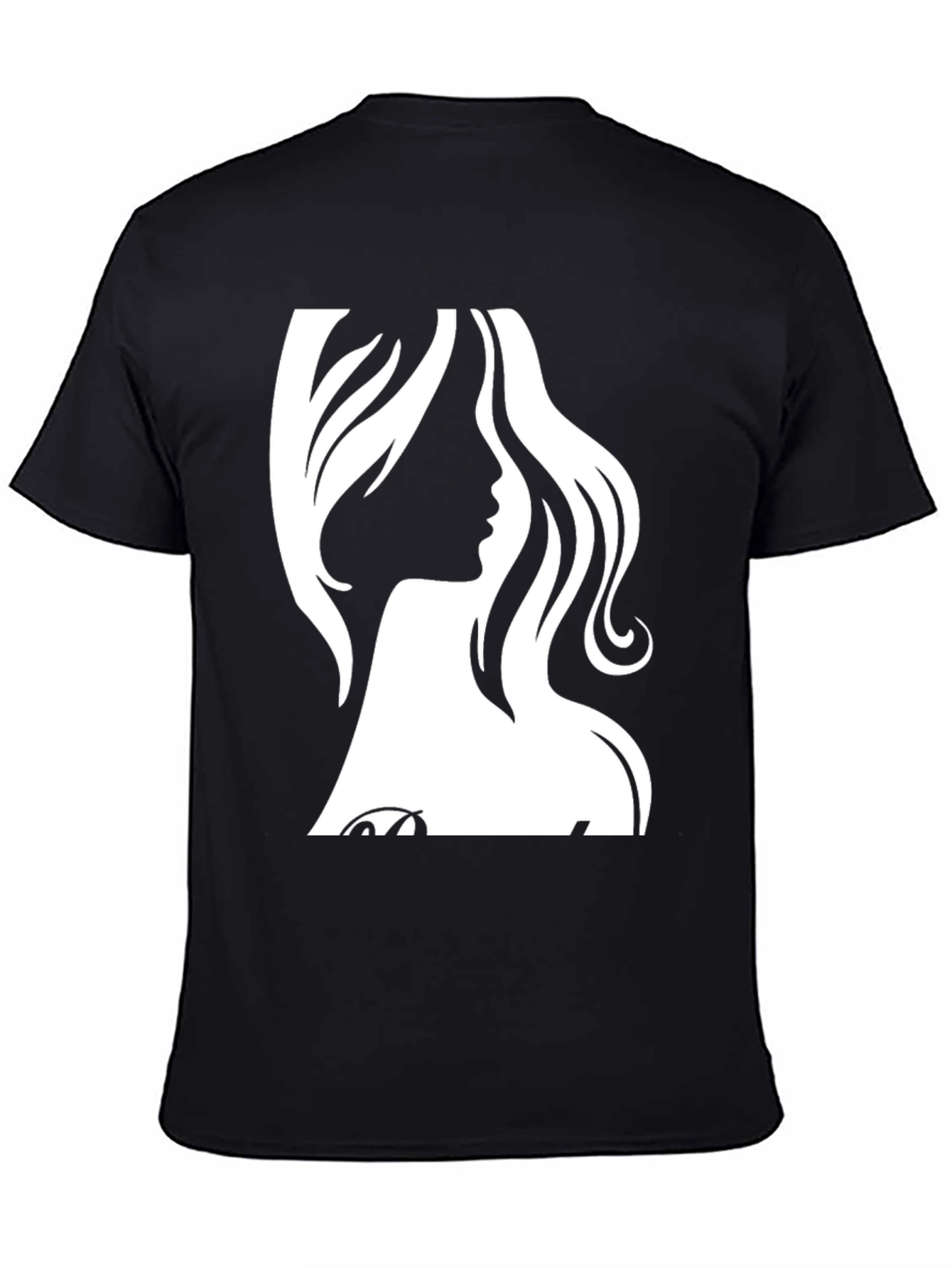 Black Stylish Black T-Shirt with Elegant Woman Silhouette view 4