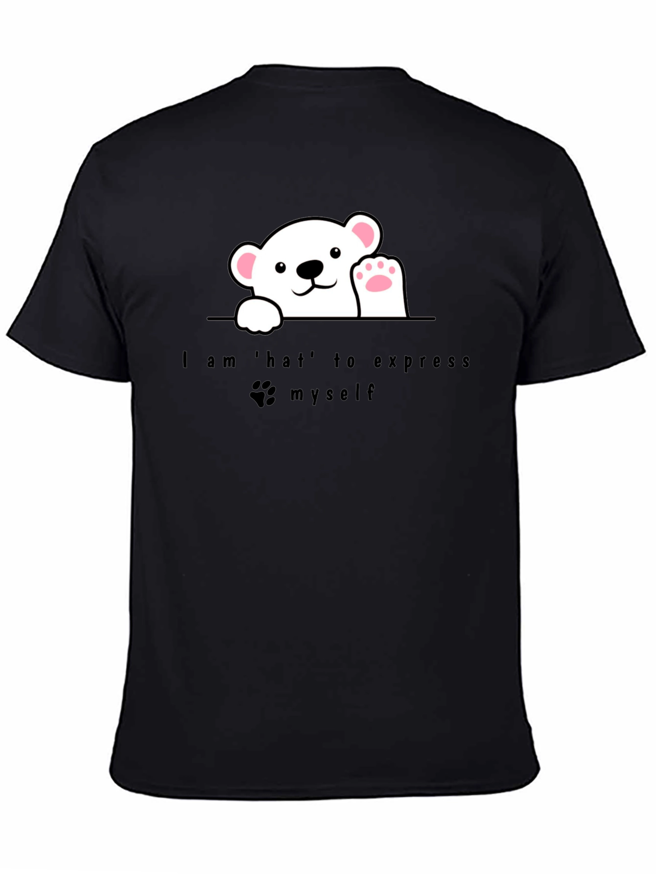 Black Expressive Bear Graphic Tee - Black view 4
