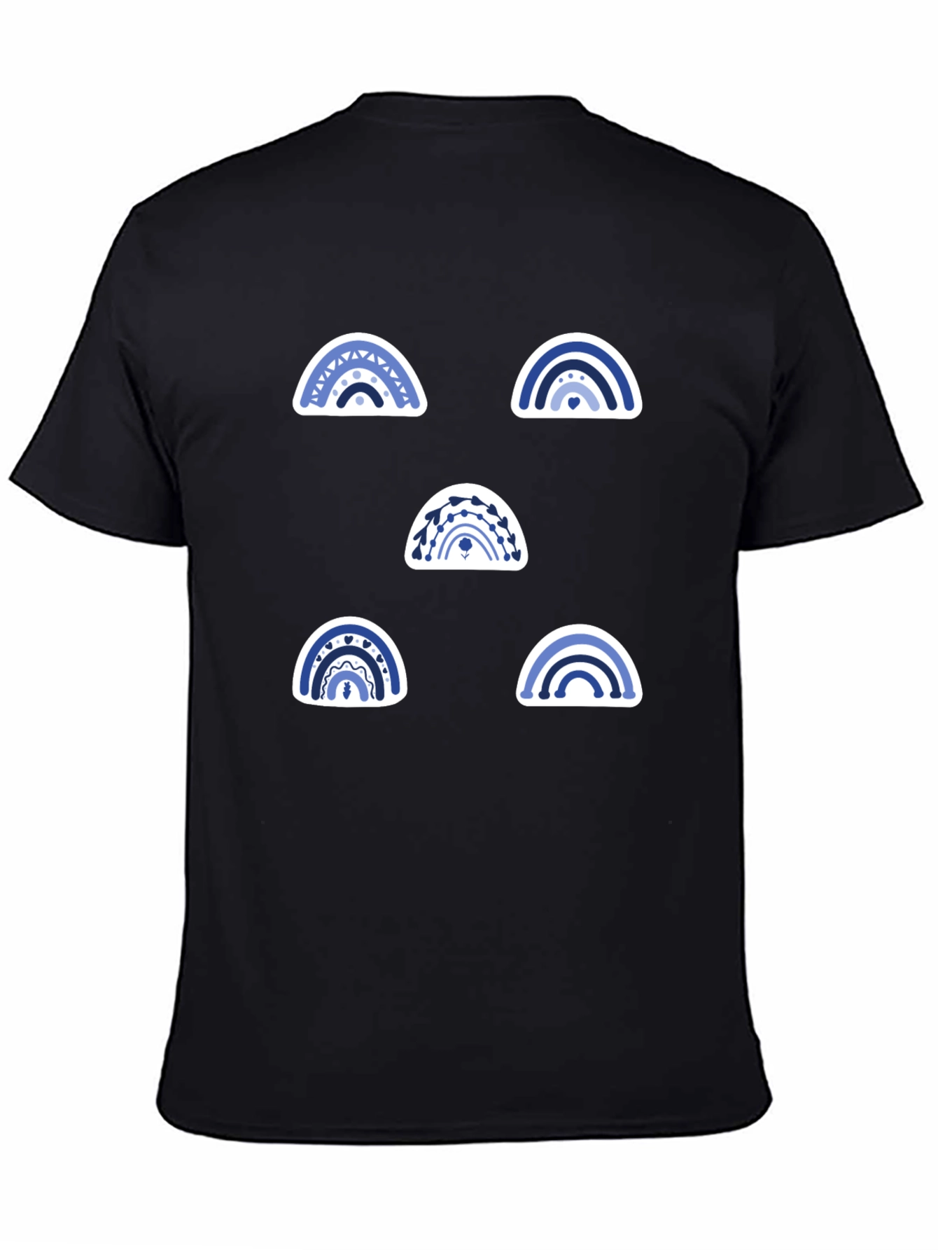 Black Blue Rainbow Pattern Graphic Tee view 4