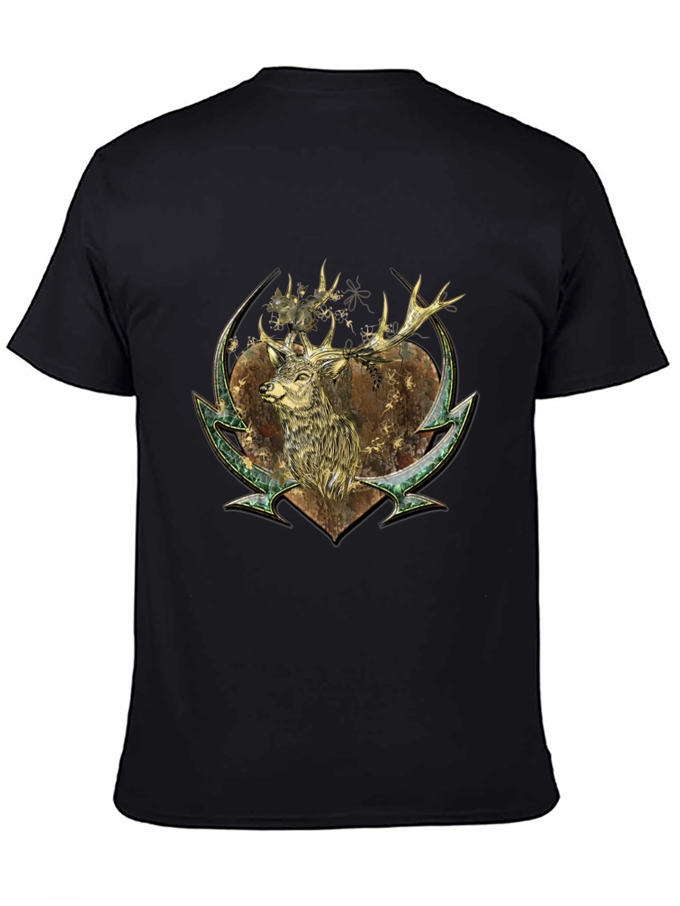 Black Deer Graphic Print Tee - Nature Inspired Style view 4