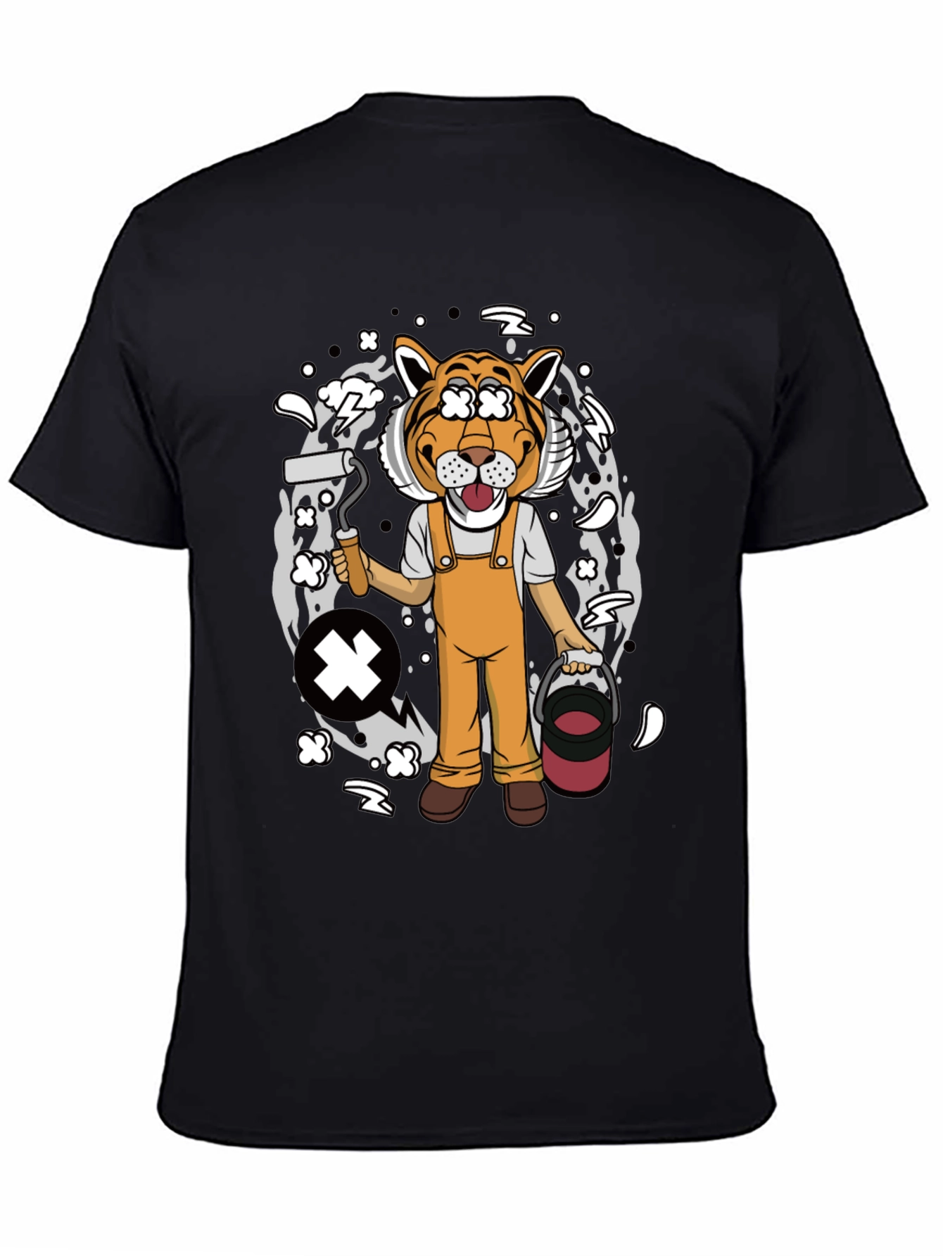 Black Tiger Painter Graphic Tee - Black Cotton Blend Shirt view 4