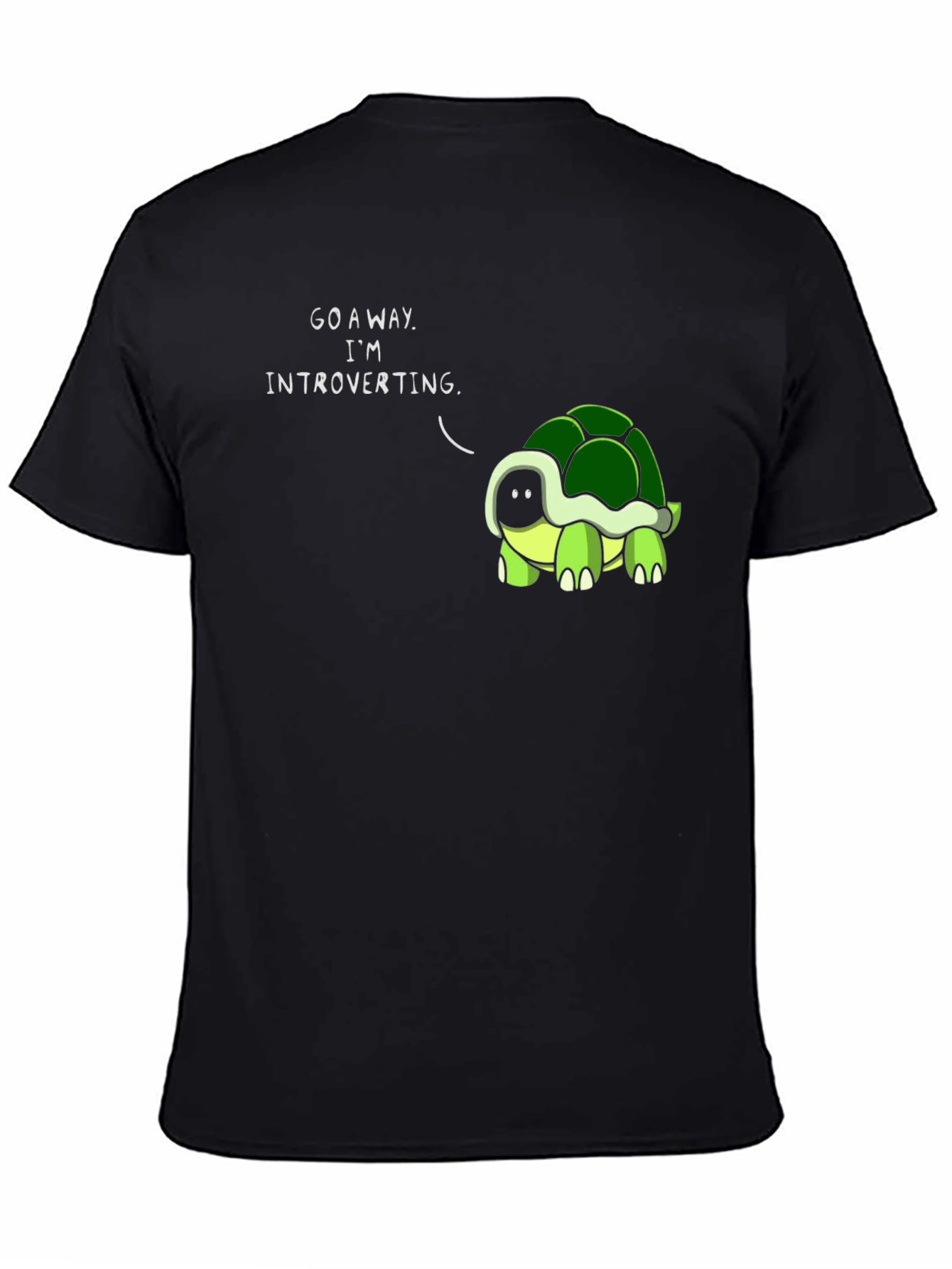 Black Introverting Turtle Graphic Tee - Unisex Black T-Shirt view 4
