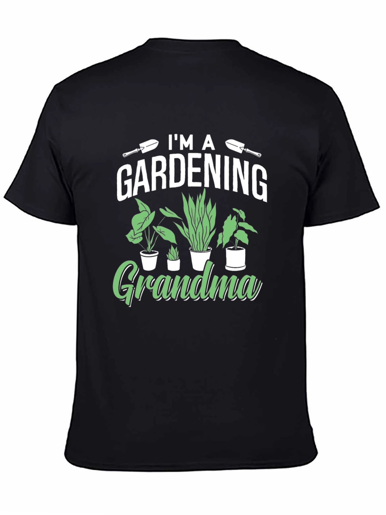 Black Gardening Grandma T-Shirt - Black Cotton Tee view 4