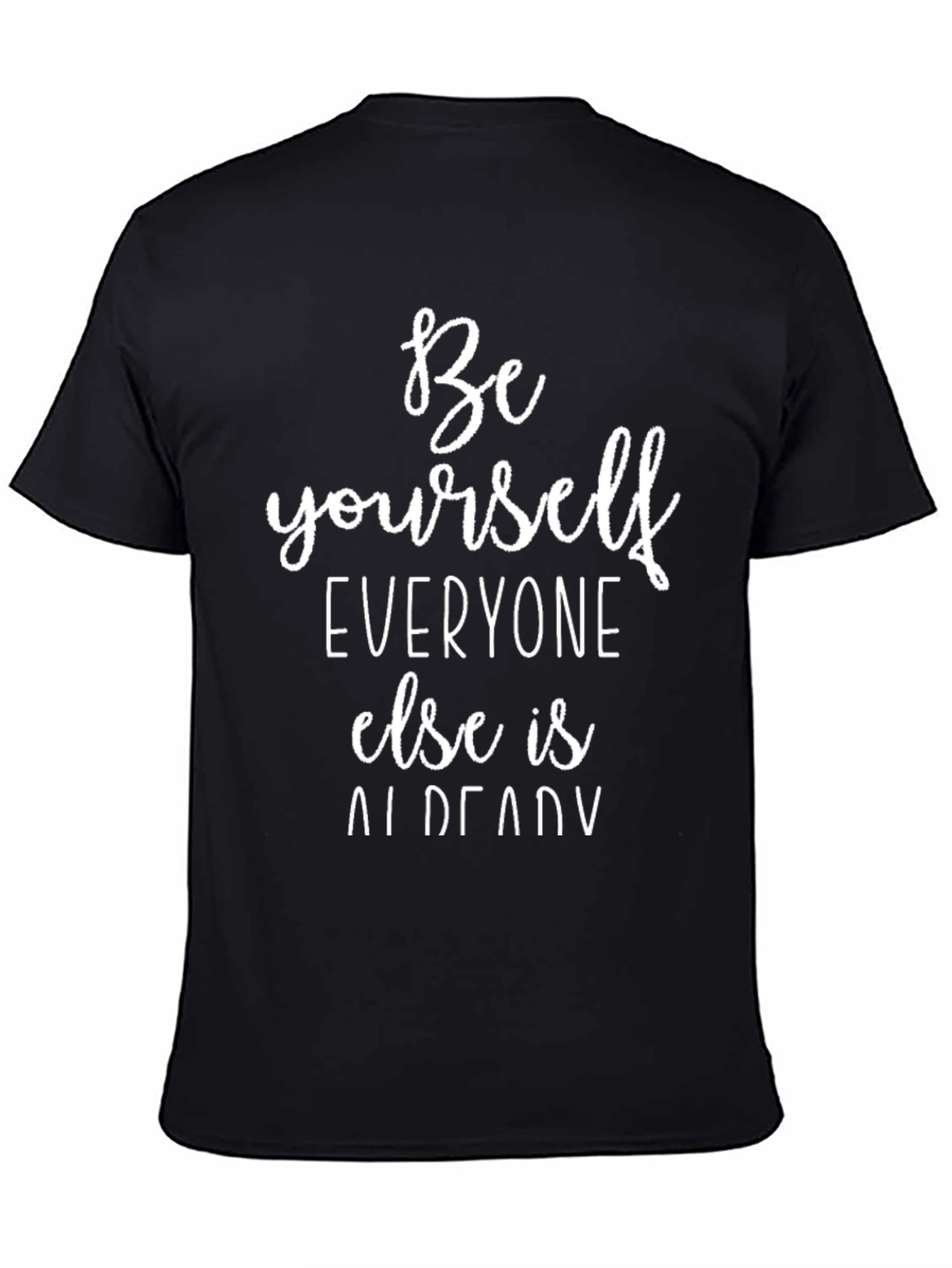 Black Be Yourself Black Graphic Tee - Inspirational Quote Shirt view 4