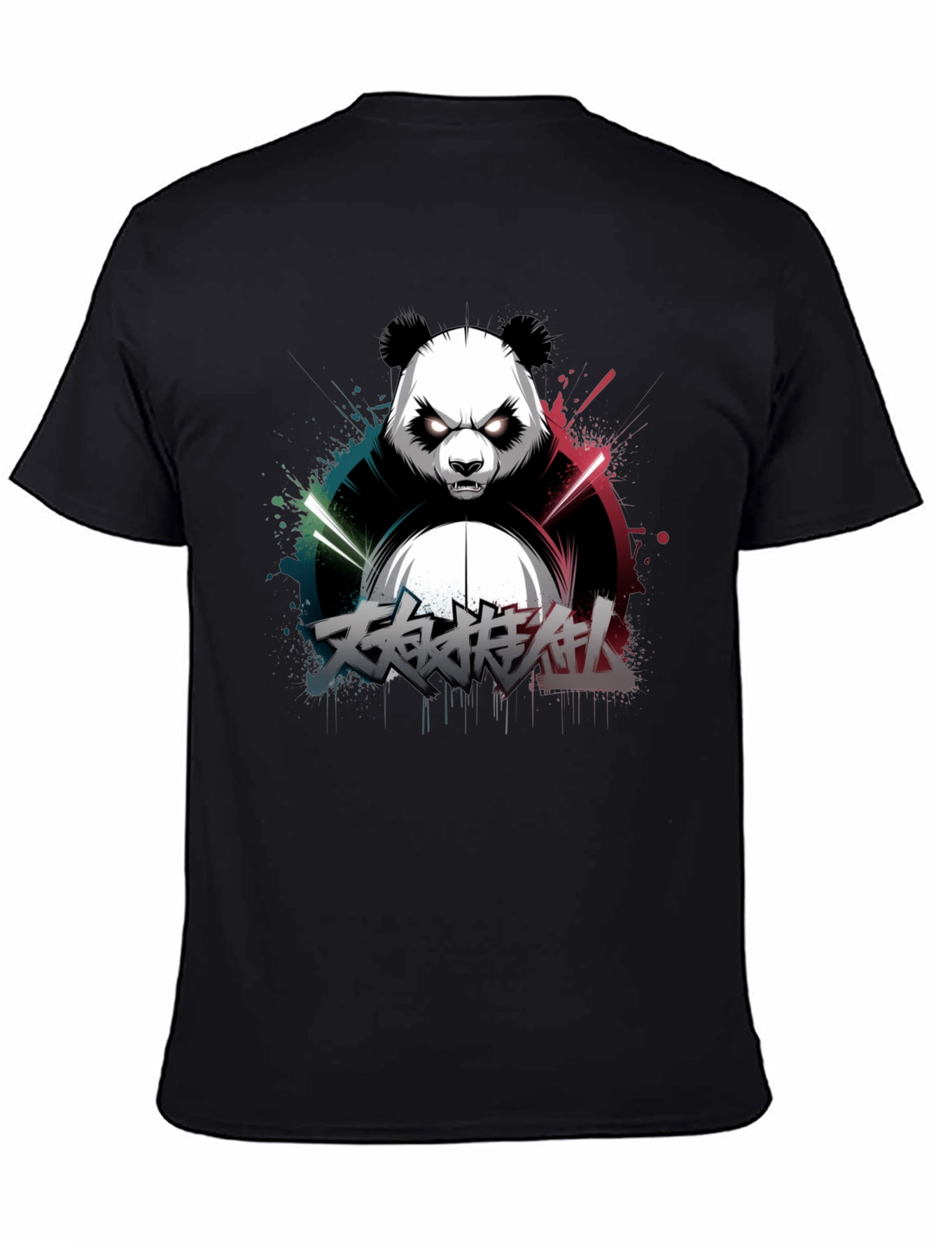 Black Men's Black Panda Graphic T-Shirt view 4