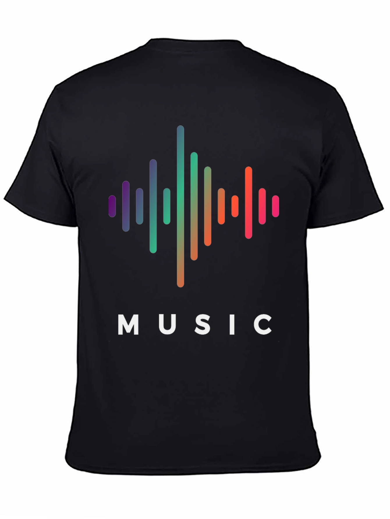 Black Music Wave Graphic Tee - Black Cotton T-Shirt view 4