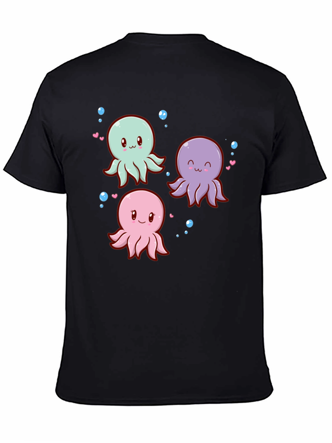 Black Cute Octopus Graphic Tee view 4