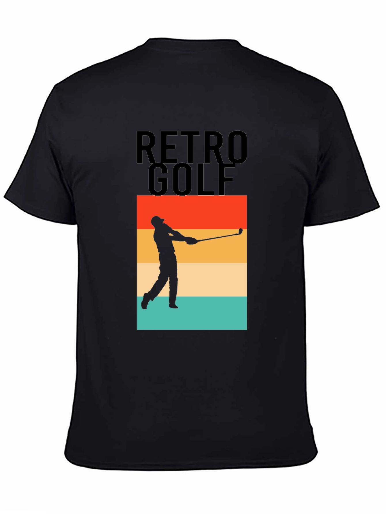 Black Retro Golf T-Shirt - Golfer Silhouette Tee view 4