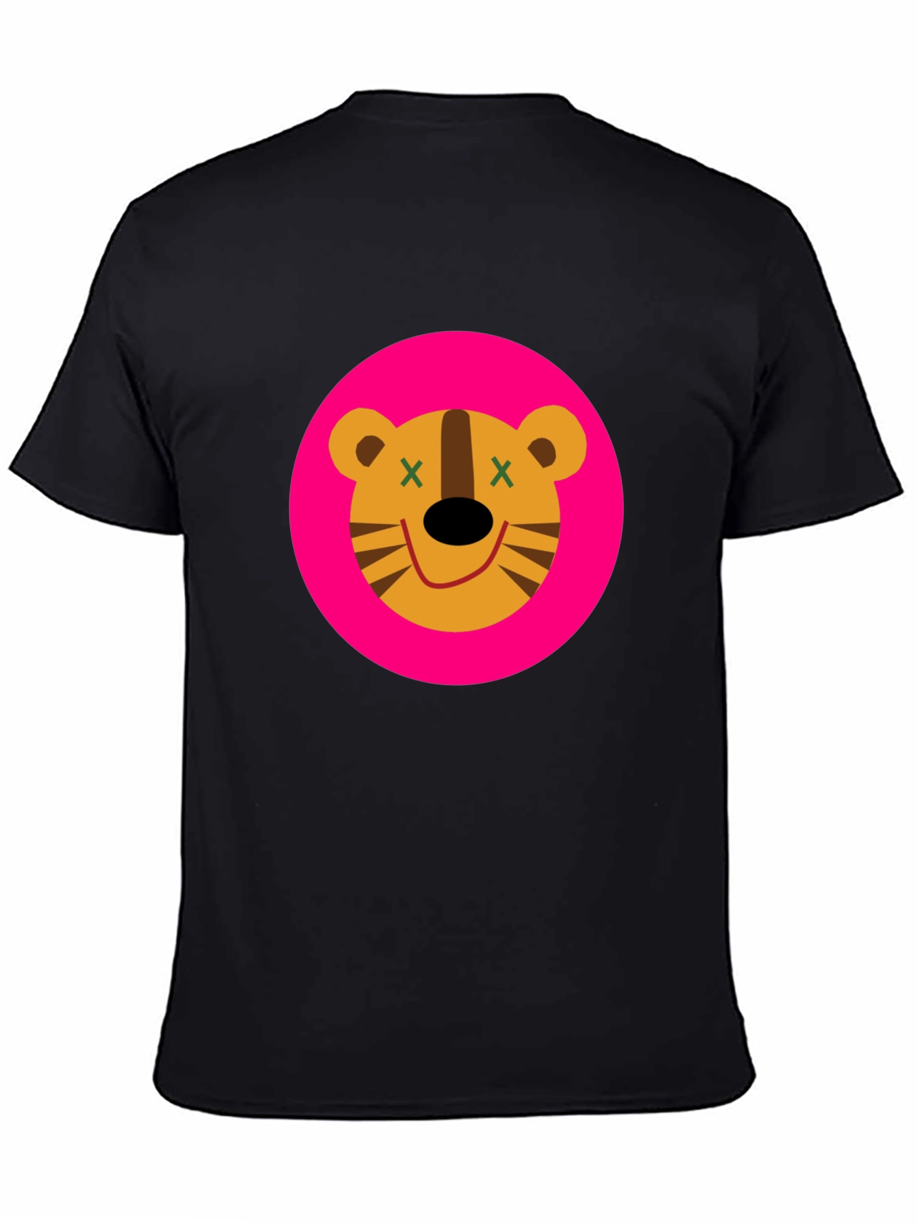 Black Funky Cartoon Tiger Graphic Tee - Black view 4