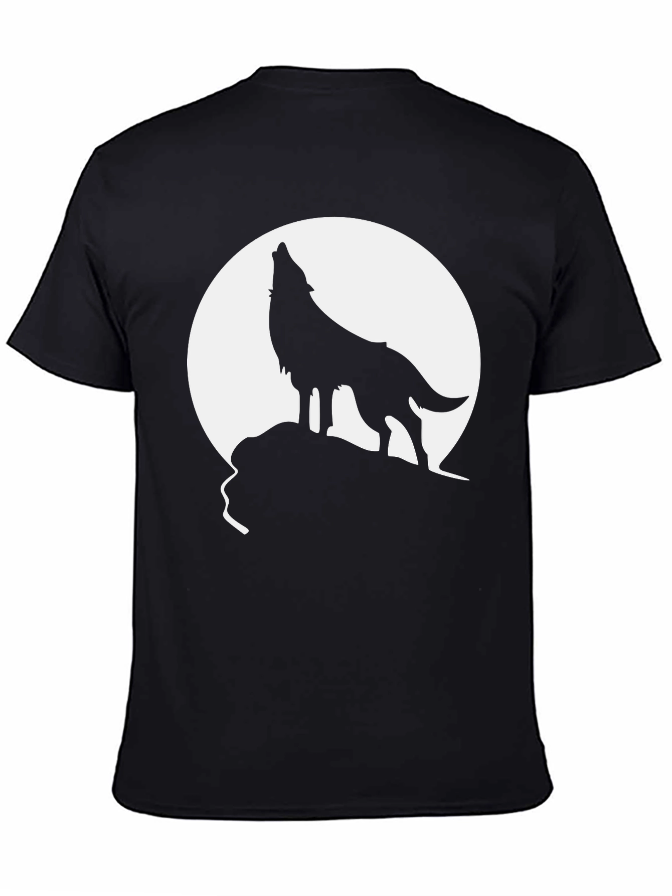 Black Wolf Howling at Moon Graphic Tee - Black view 4