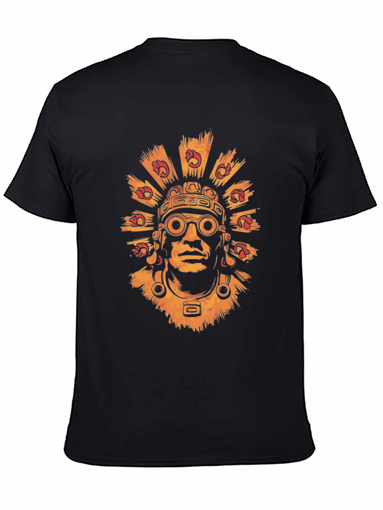 Black Aztec Warrior Graphic Tee - Stylish Black T-Shirt view 4