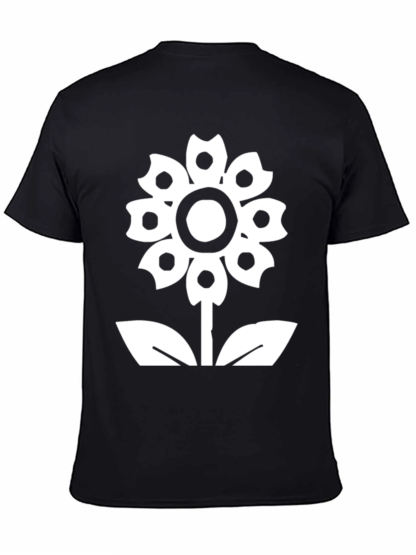 Black Flower Graphic Tee - Black Cotton Casual T-Shirt view 4