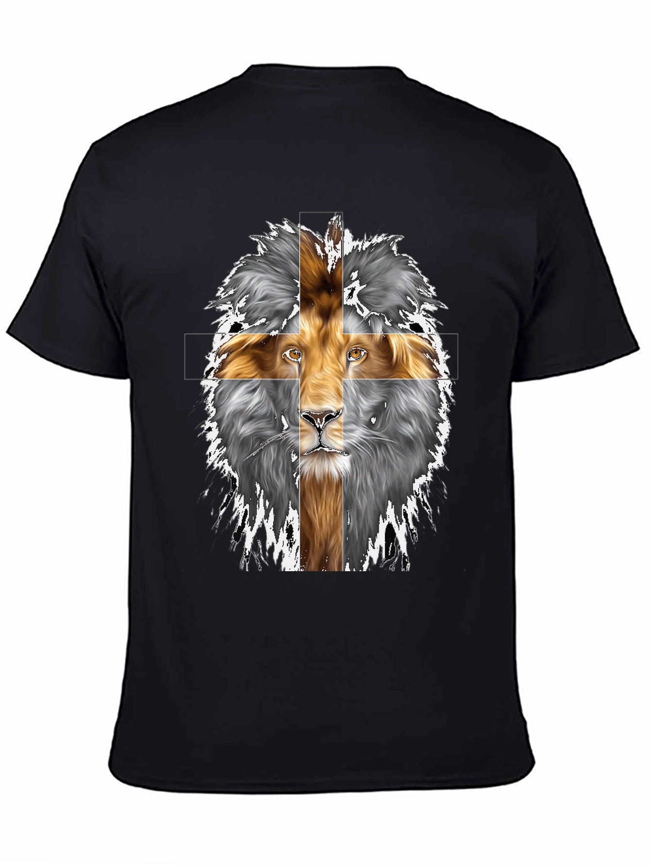 Black Lion Cross Graphic Black T-Shirt view 4