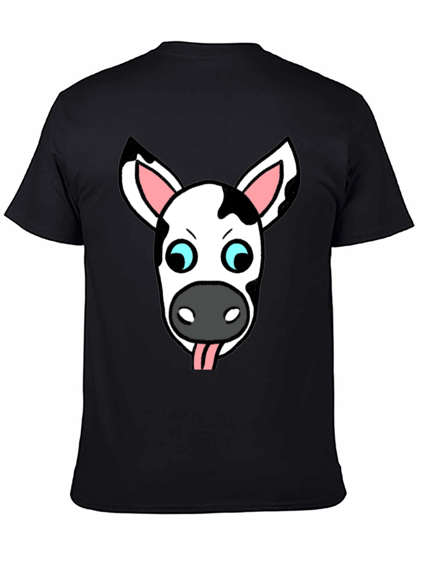 Black Funny Cow Face Graphic T-Shirt view 4
