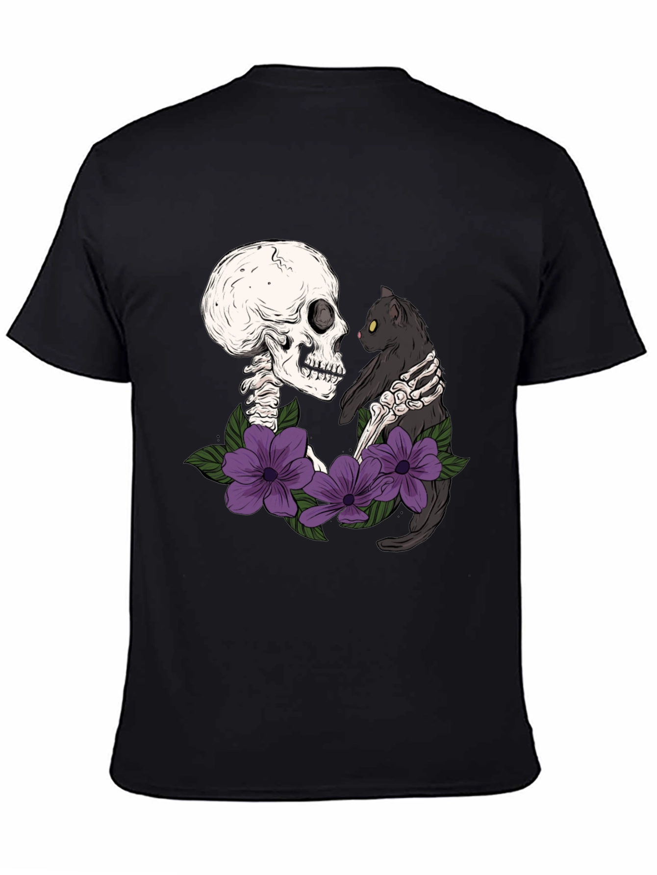 Black Skeleton Cat Lover T-Shirt - Dark Humor Tee view 4