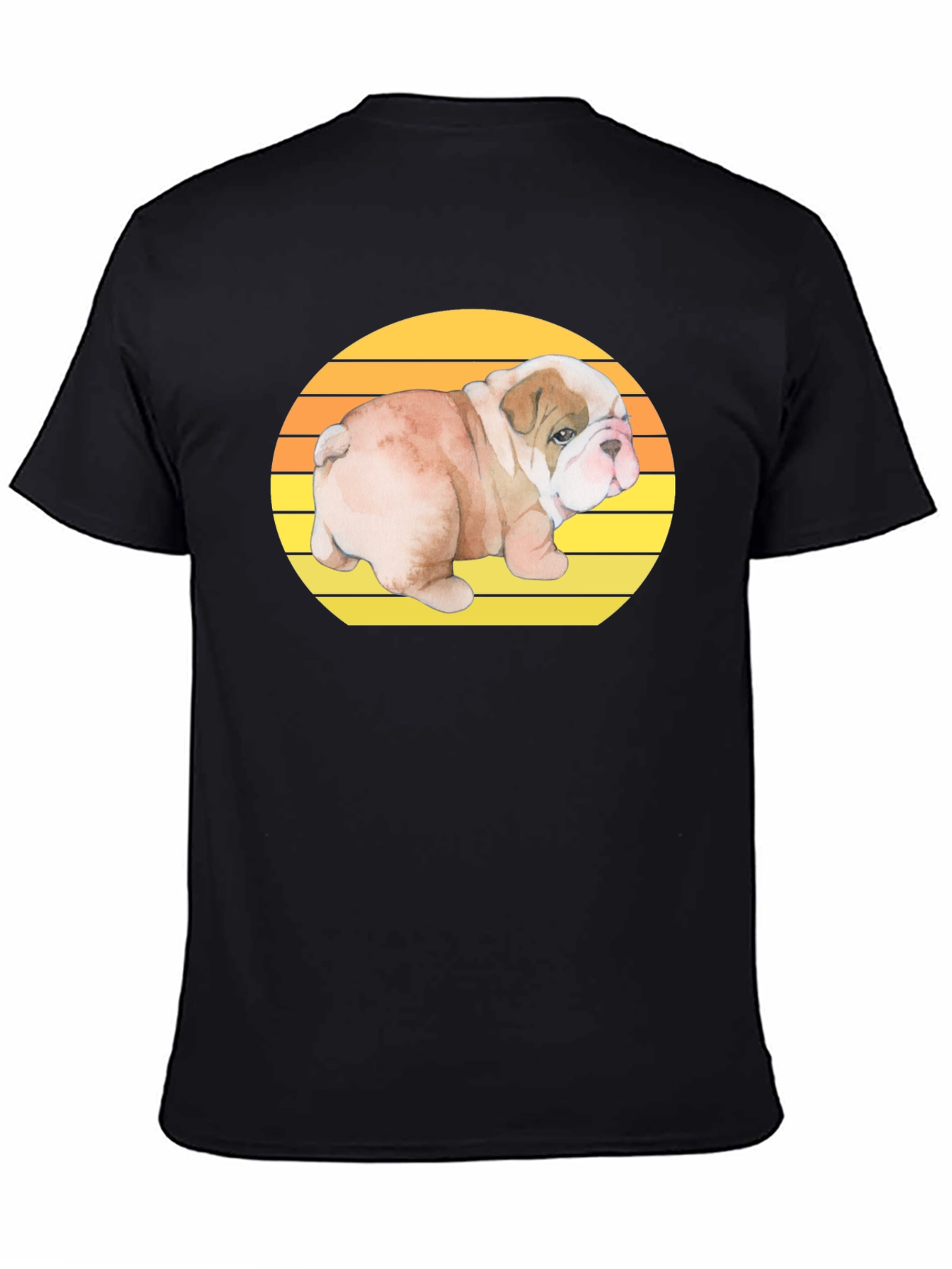 Bulldog Puppy Sunset Graphic T-Shirt - 4