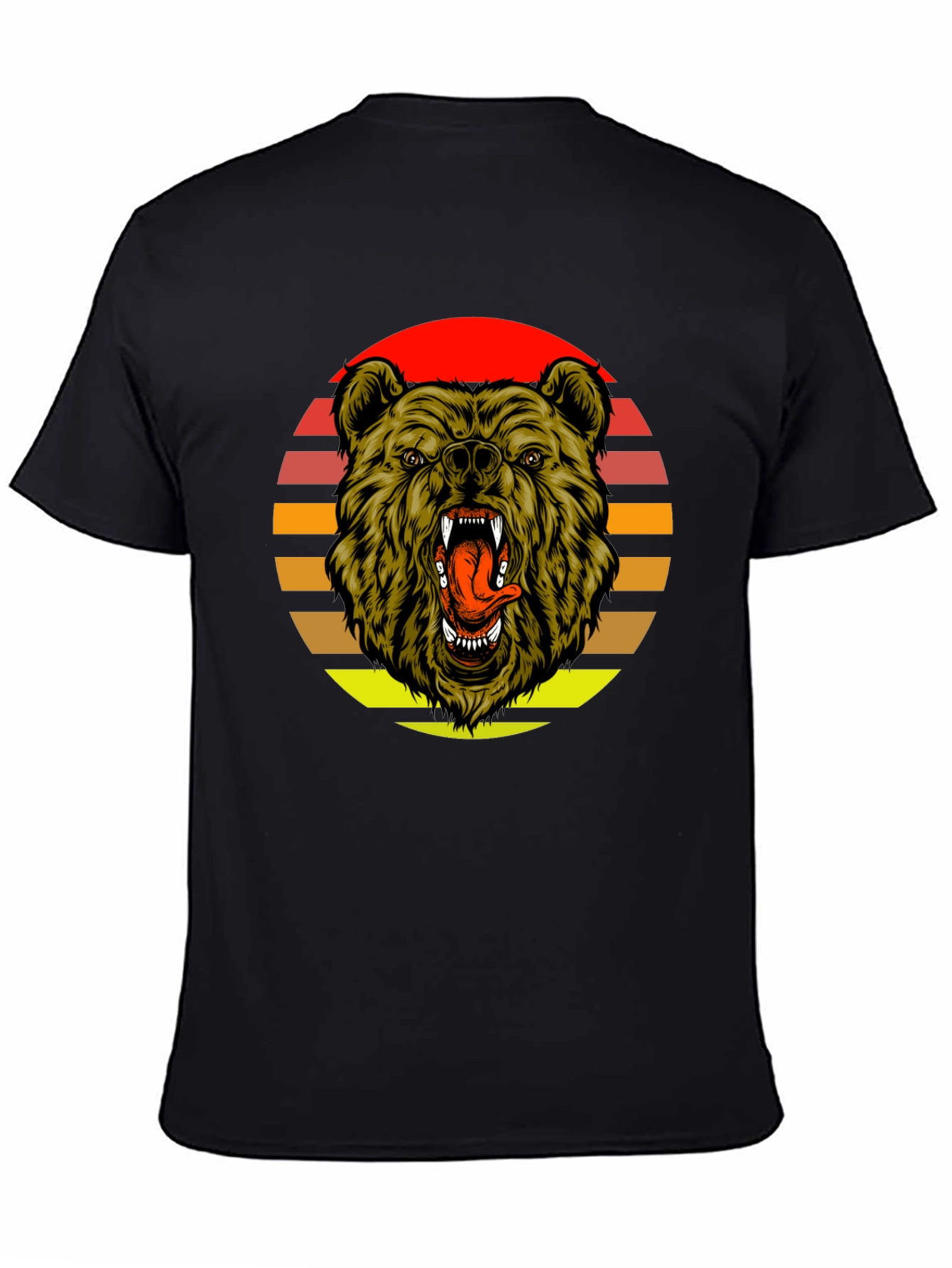 Black Sunset Bear Graphic Tee - Black Cotton Blend view 4
